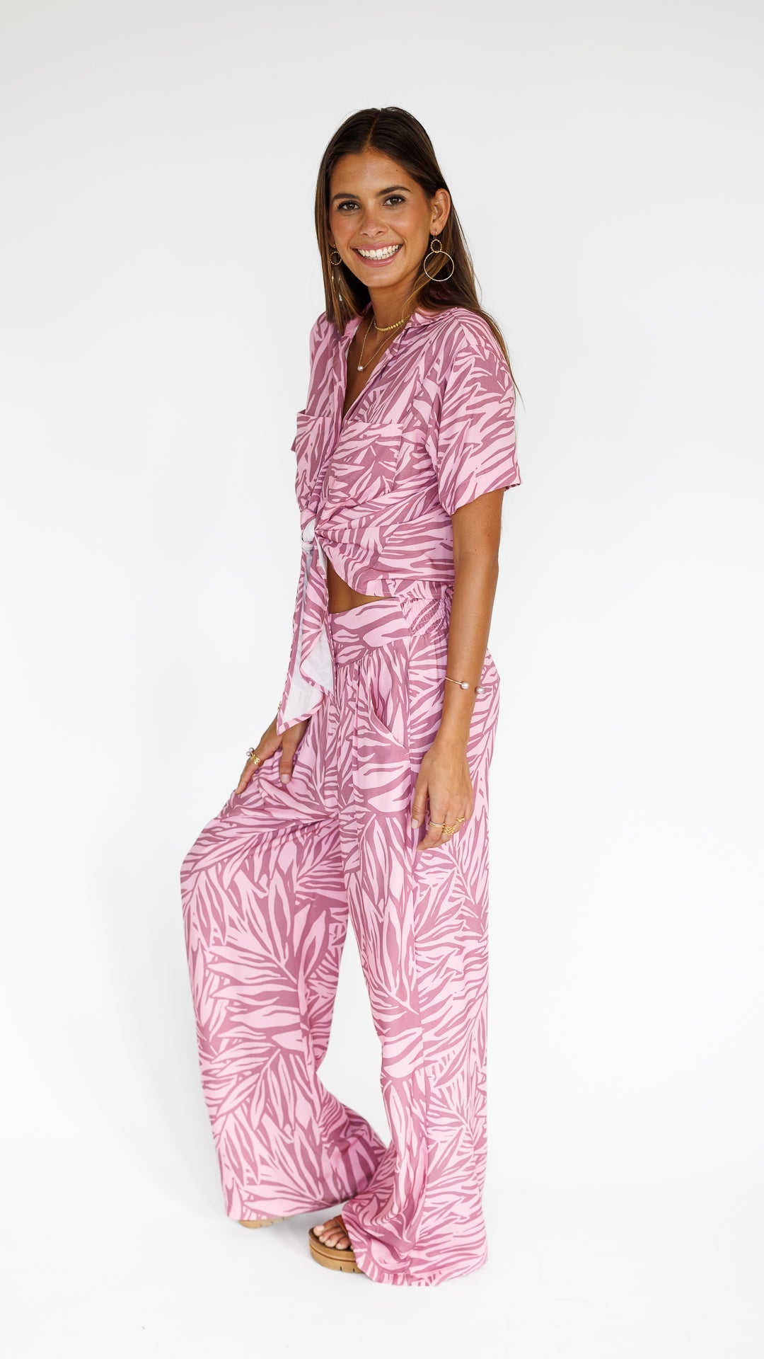 Pretty In Palms / Hele Tie-Top / Misty Mauve KEANI APPAREL