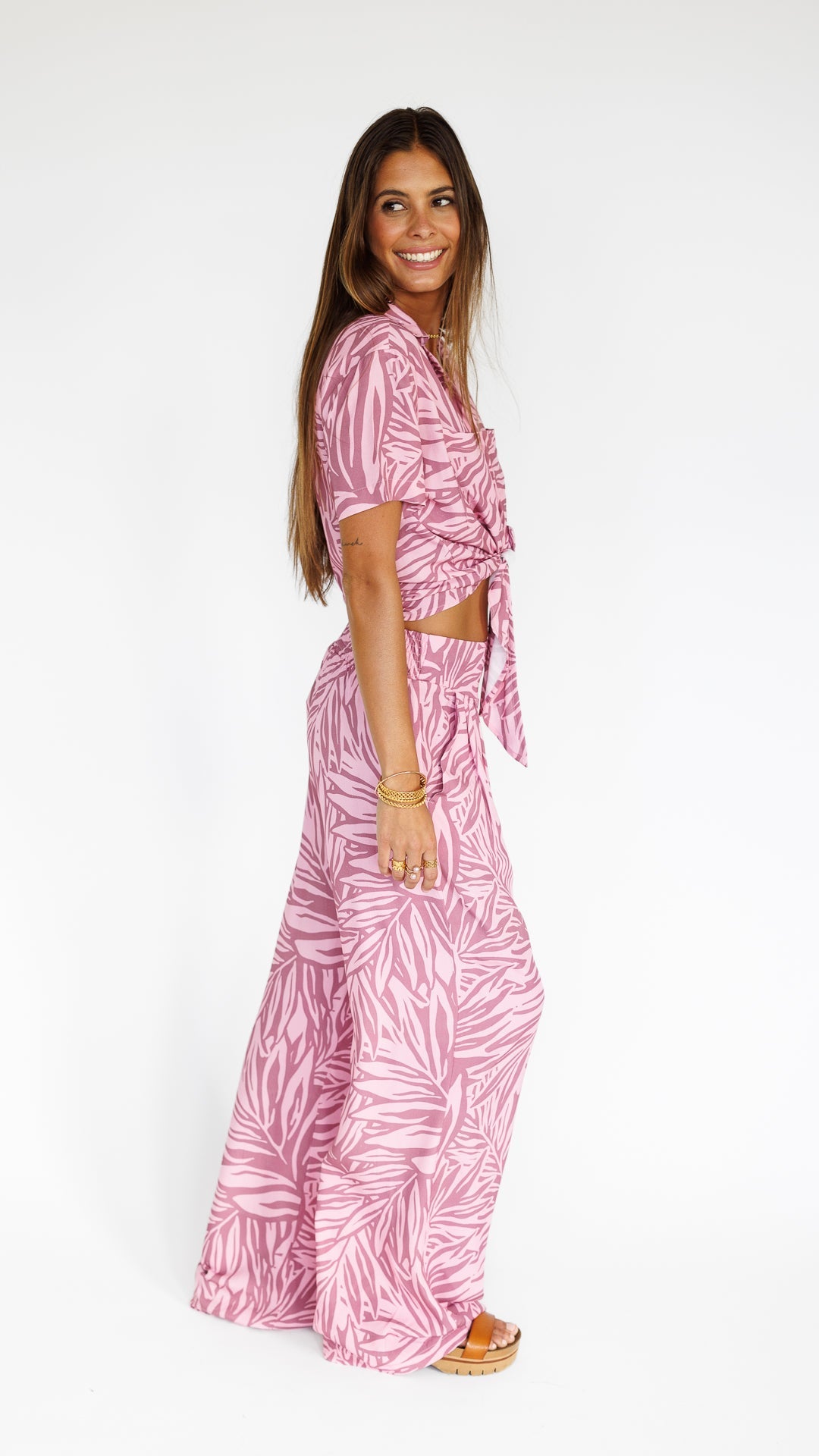 Pretty In Palms / Hele Tie-Top / Misty Mauve KEANI APPAREL