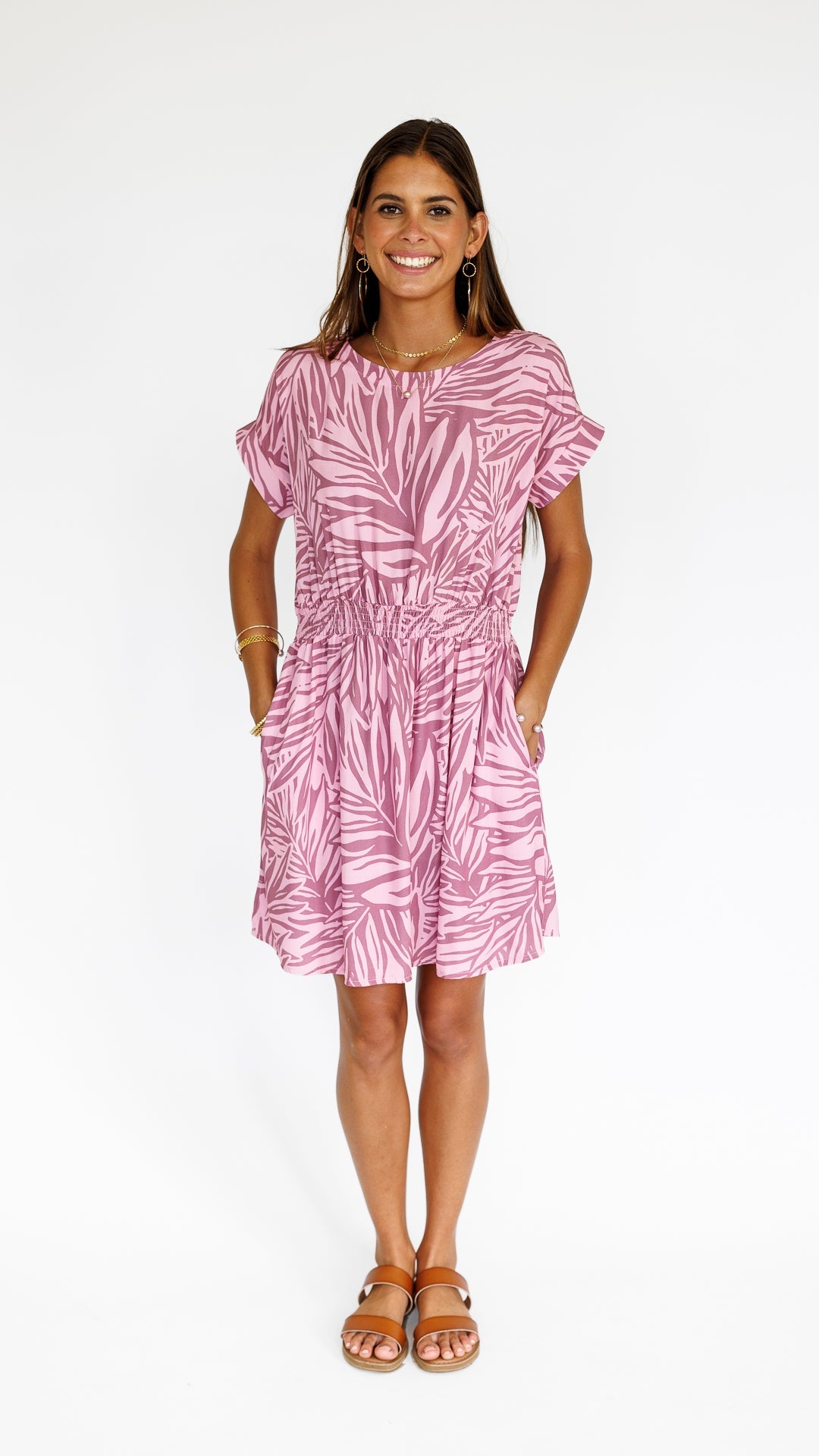 Pretty In Palms / Malia Mini Dress / Misty Mauve KEANI APPAREL