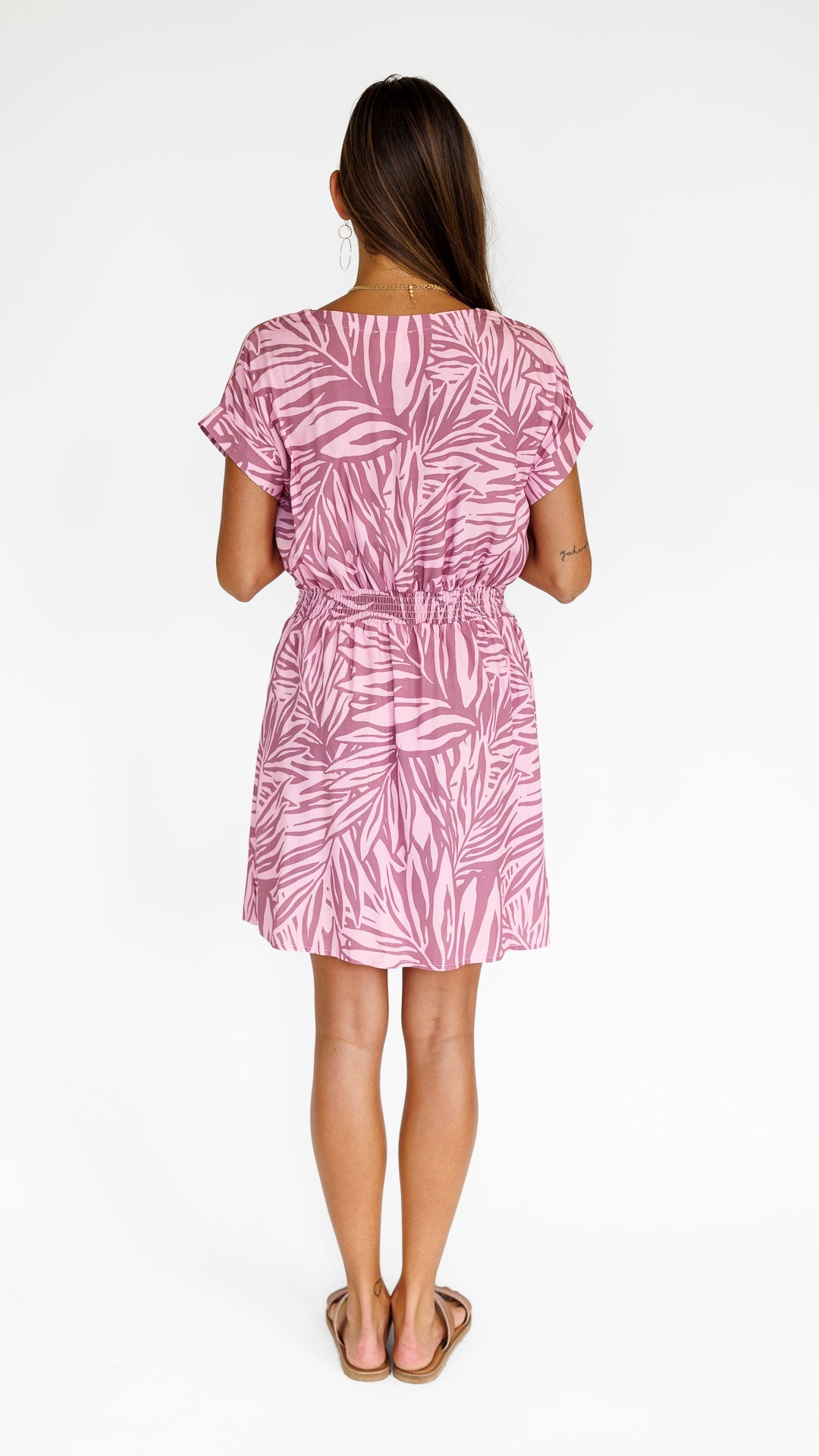 Pretty In Palms / Malia Mini Dress / Misty Mauve KEANI APPAREL