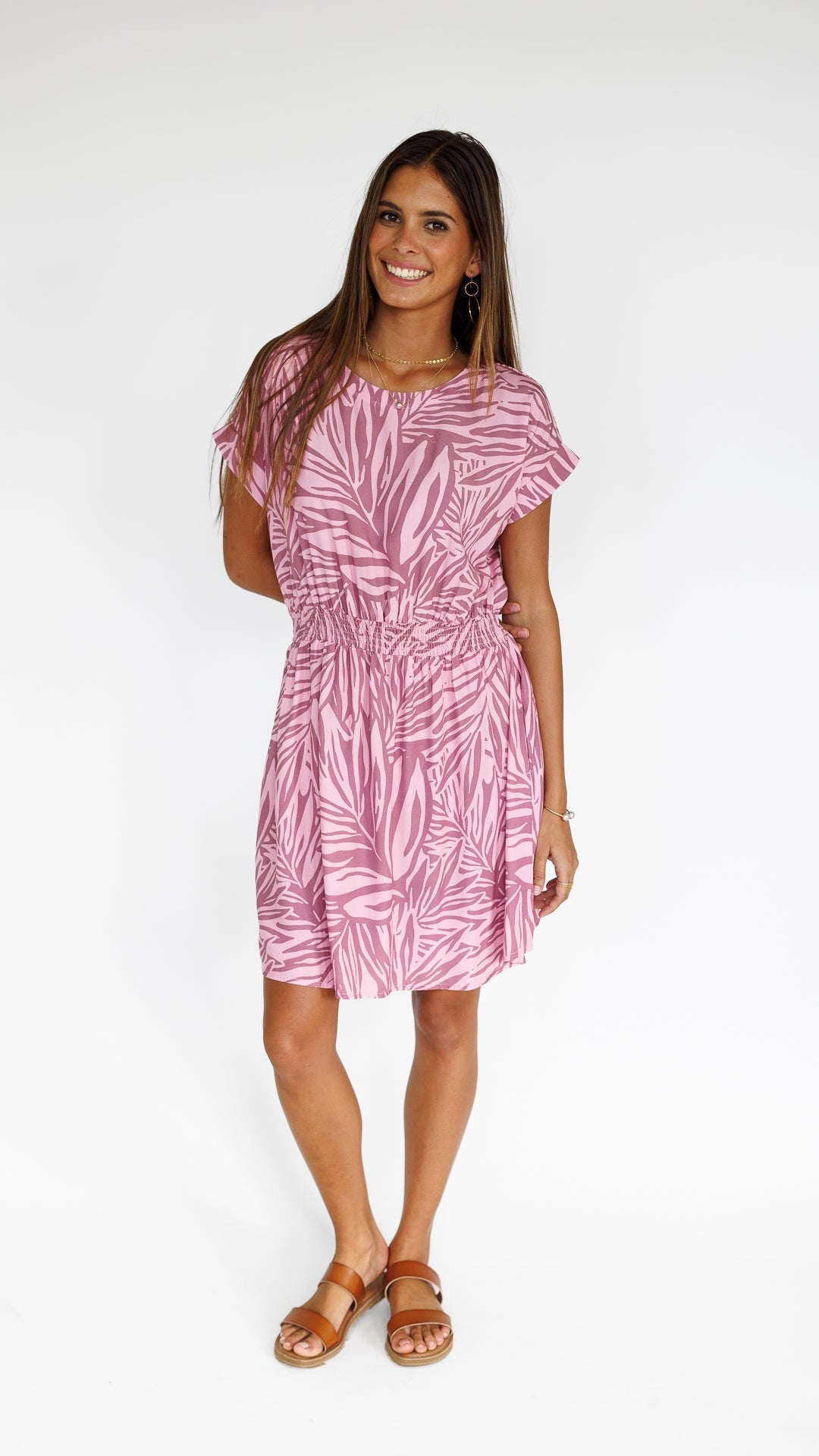 Pretty In Palms / Malia Mini Dress / Misty Mauve KEANI APPAREL