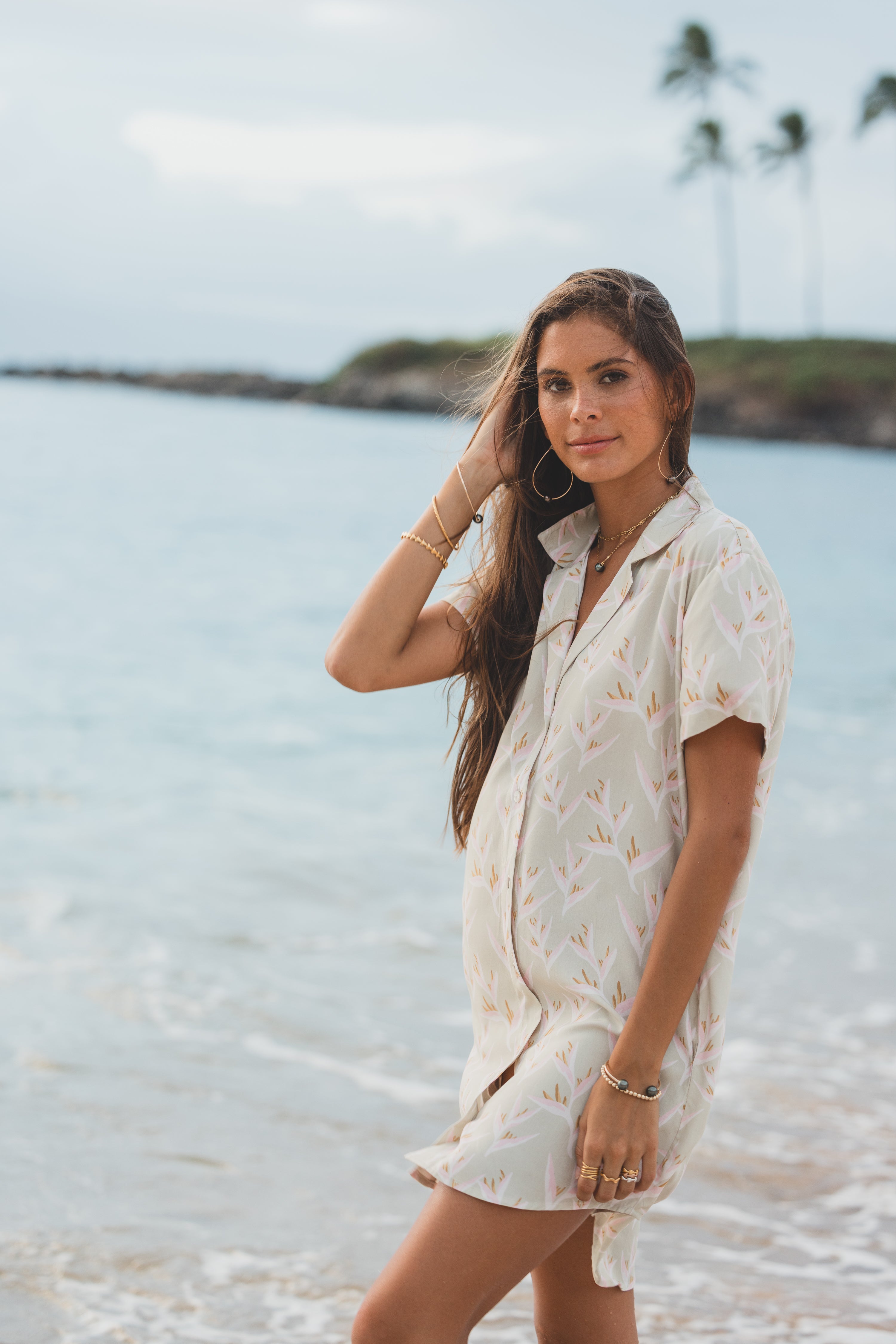 Heliconia Paia Shirt Dress- Keani Hawaii