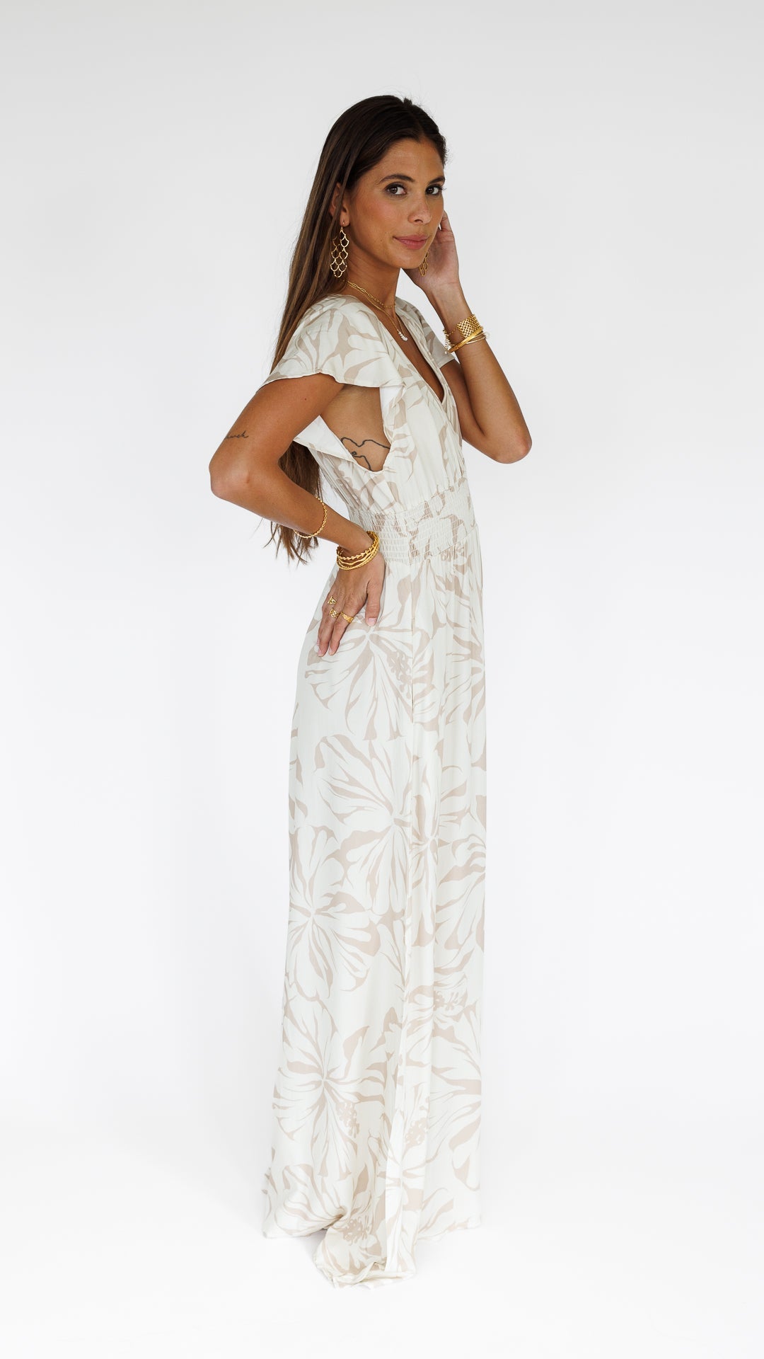 Hibiscus Kiss / Moana Maxi Dress / Bamboo Shoot KEANI APPAREL
