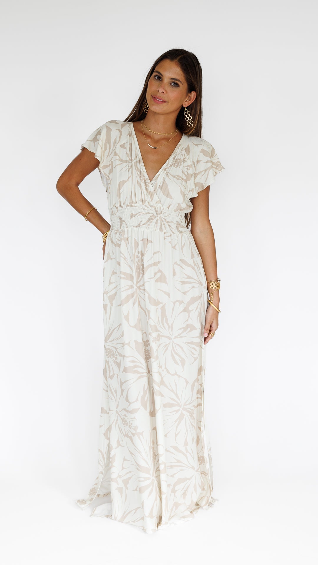 Hibiscus Kiss / Moana Maxi Dress / Bamboo Shoot KEANI APPAREL
