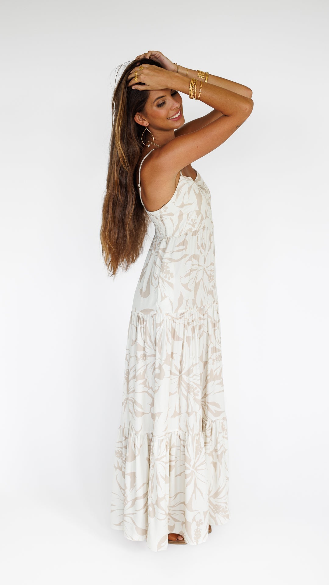 Hibiscus Kiss / Haleiwa Maxi Dress / Bamboo Shoot KEANI APPAREL