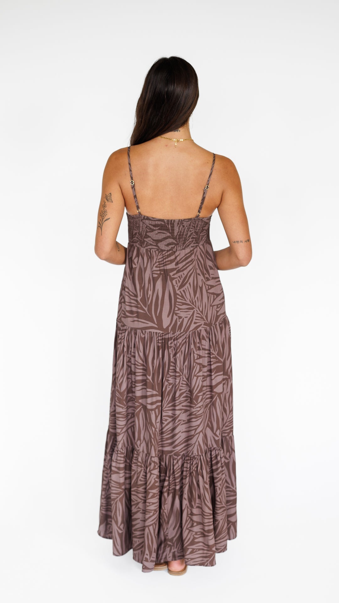 Pretty in Palms / Haleiwa Maxi Dress / Coffee Bean KEANI APPAREL