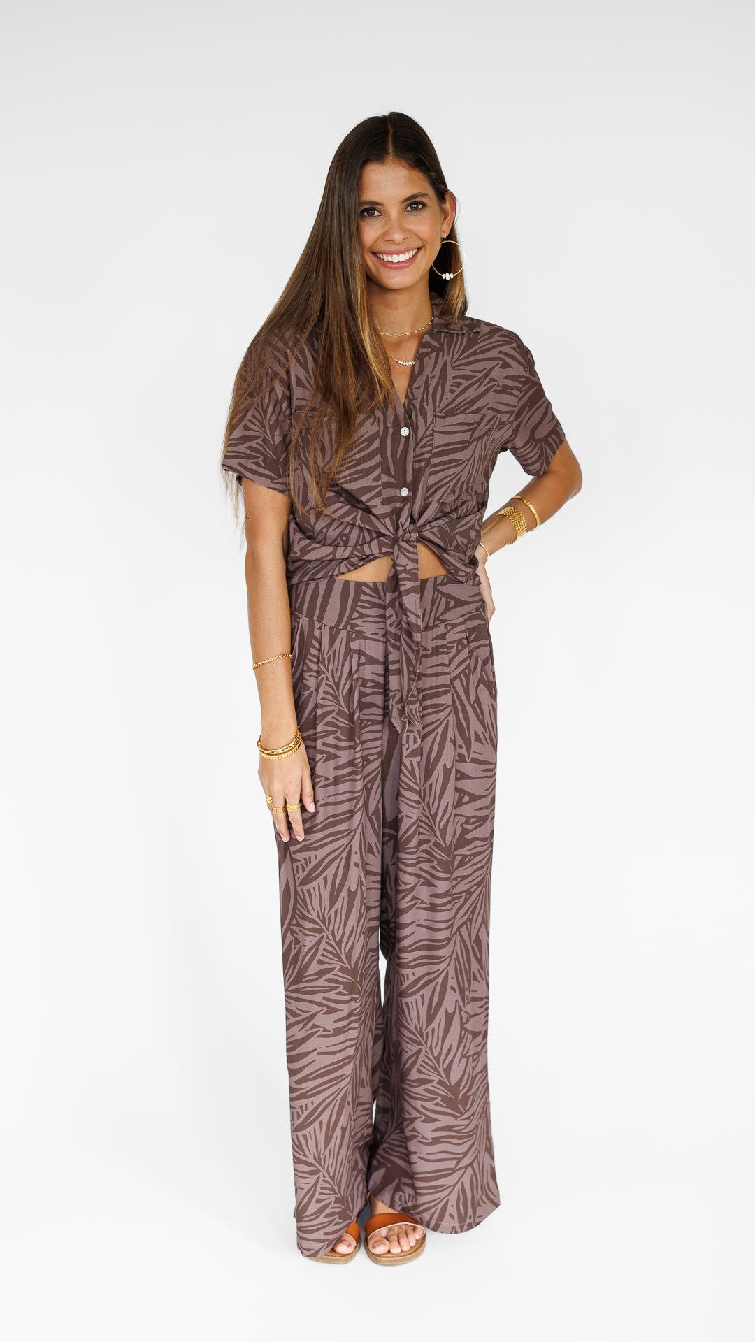 Pretty in Palms / Makena Resort Pant / Coffee Bean KEANI APPAREL