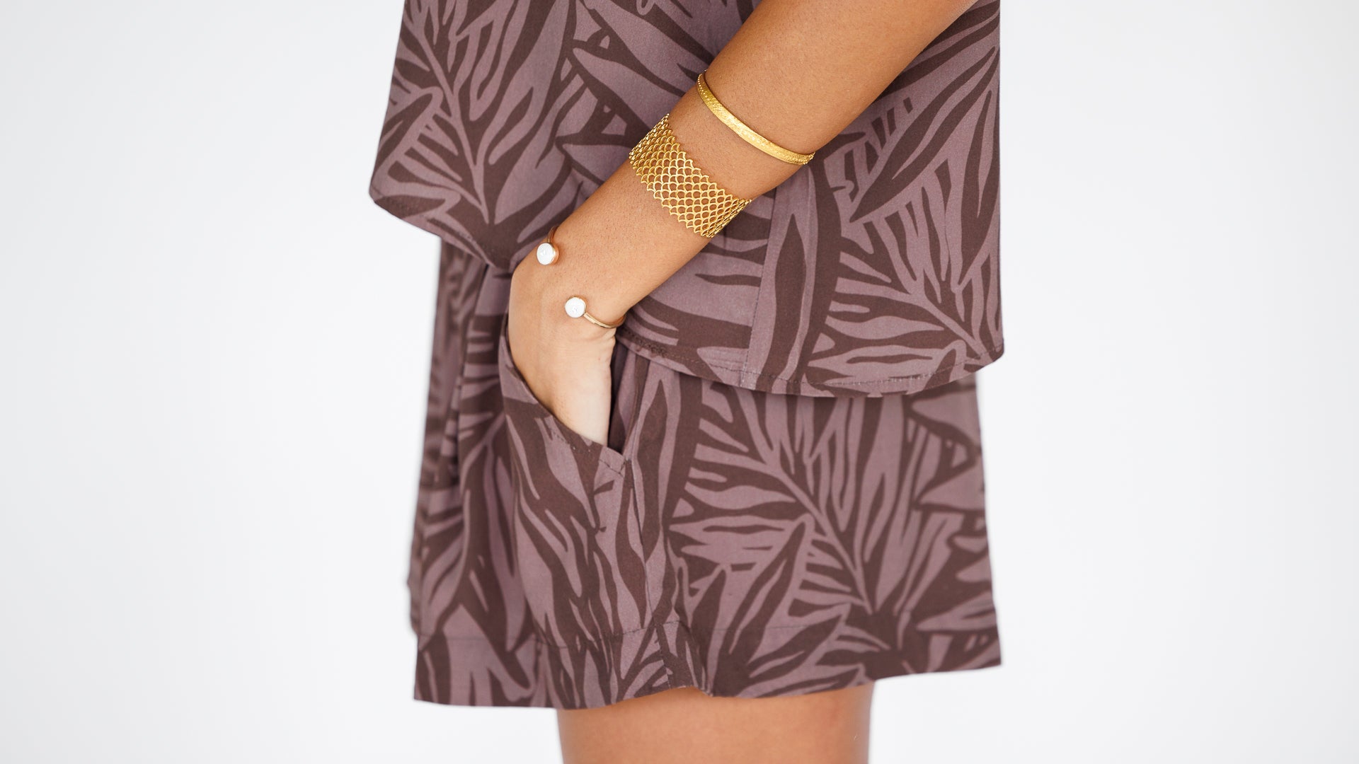 Pretty In Palms / Kailua Shorts / Coffee Bean KEANI APPAREL