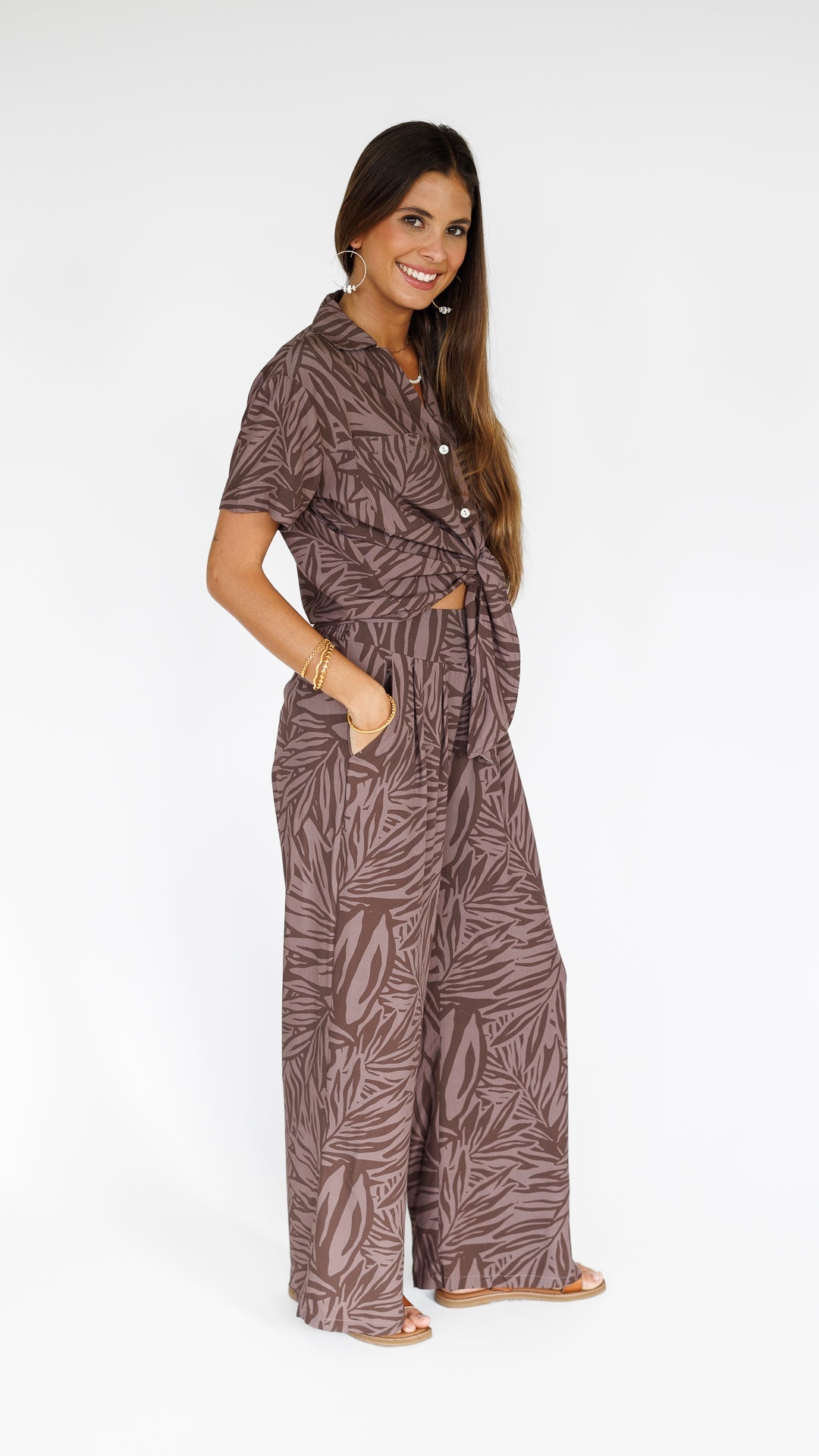 Pretty in Palms / Makena Resort Pant / Coffee Bean KEANI APPAREL