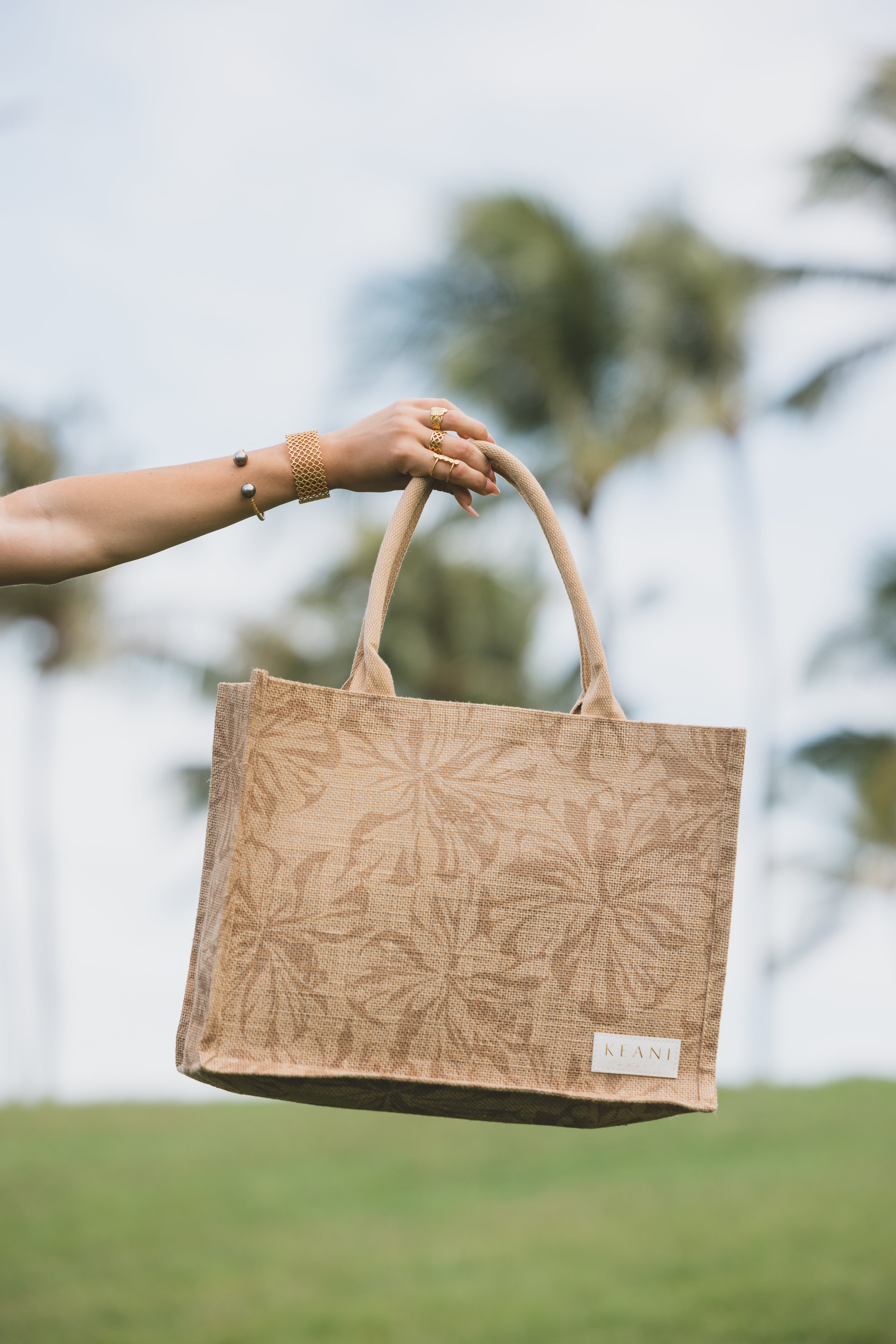 Keani Hawai'i Hibiscus Jute Bag / Small KEANI HAWAI`I