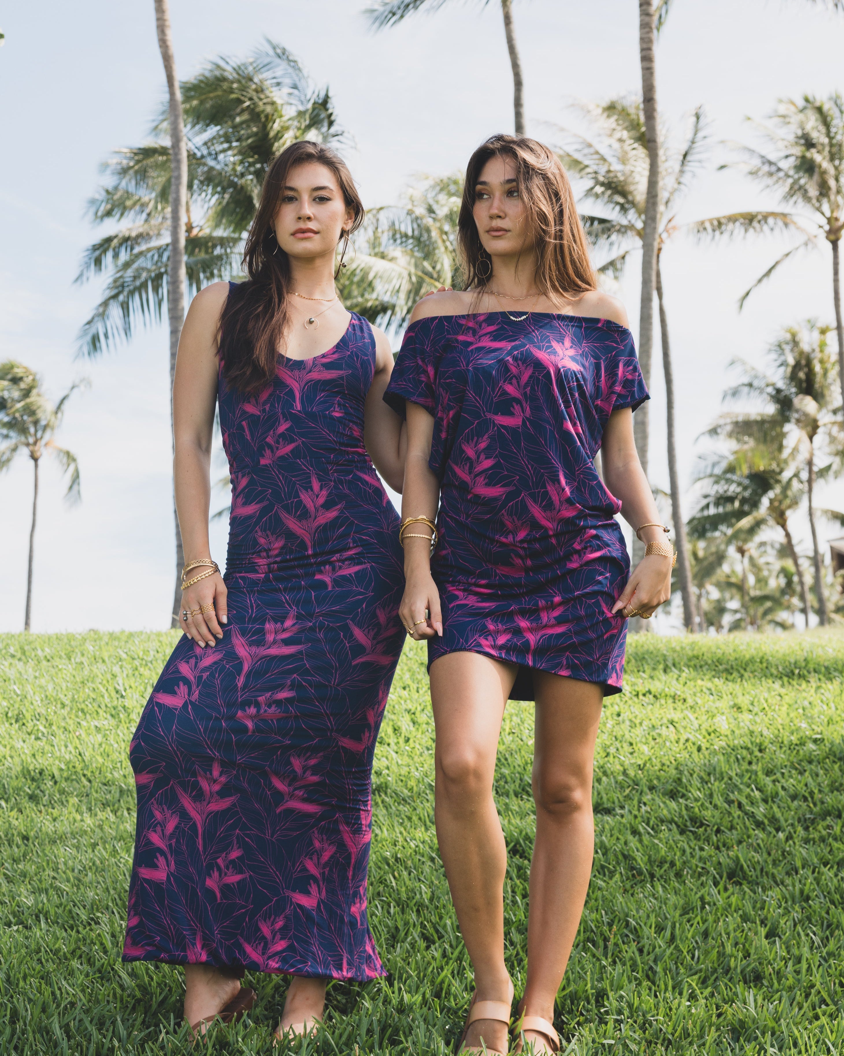 Nāhiku / Keahi Maxi Dress / Rosé on Indigo KEANI APPAREL