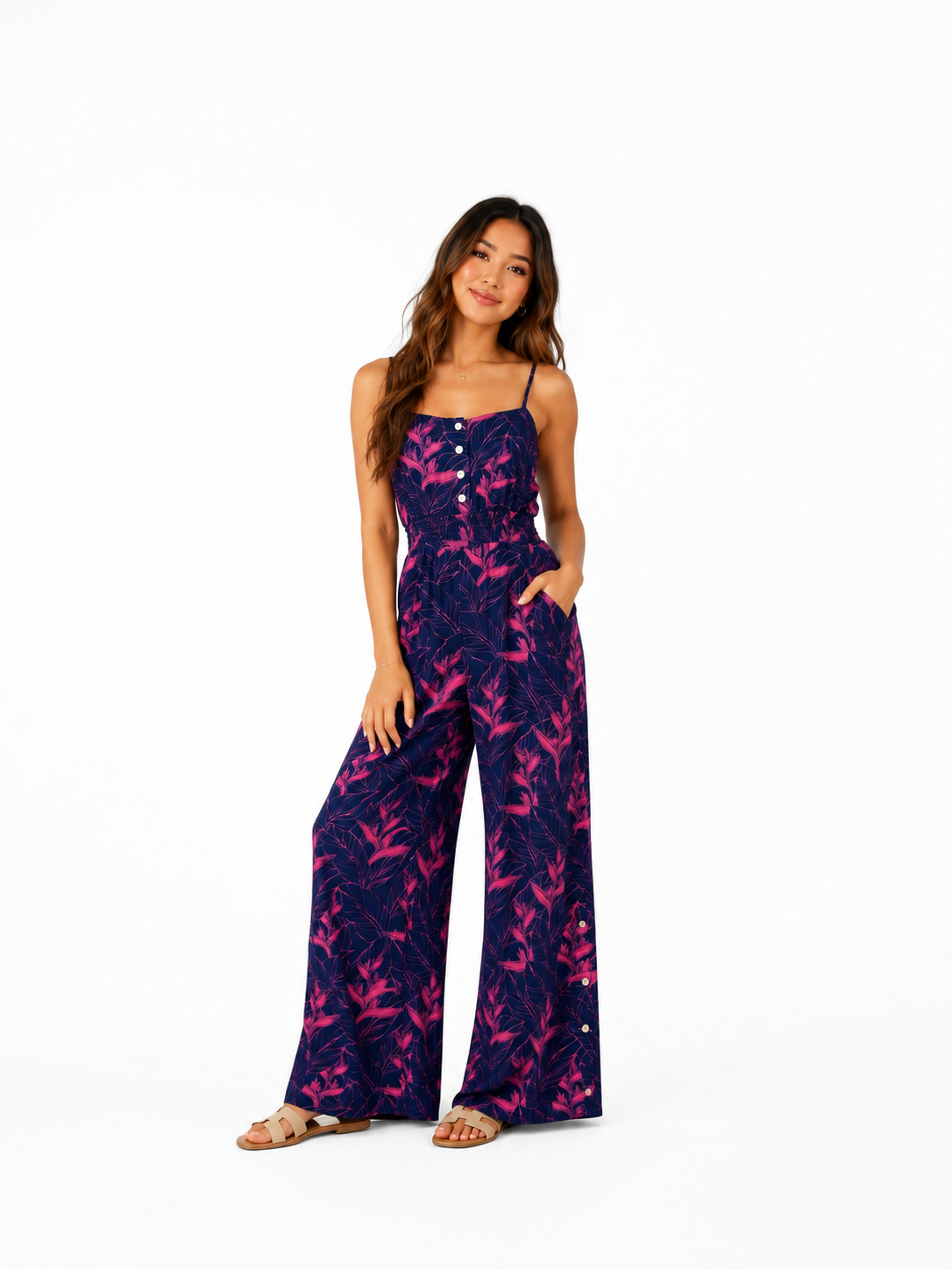 Nāhiku / Lahaina Jumpsuit / Rosé on Indigo / Extra Long KEANI APPAREL