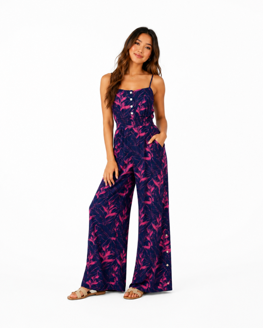 Nāhiku / Lahaina Jumpsuit / Rosé on Indigo / Extra Long KEANI APPAREL