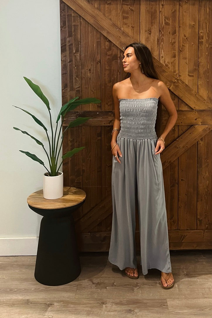 Lawai Jumpsuit / Silver Grey Khush Clothing