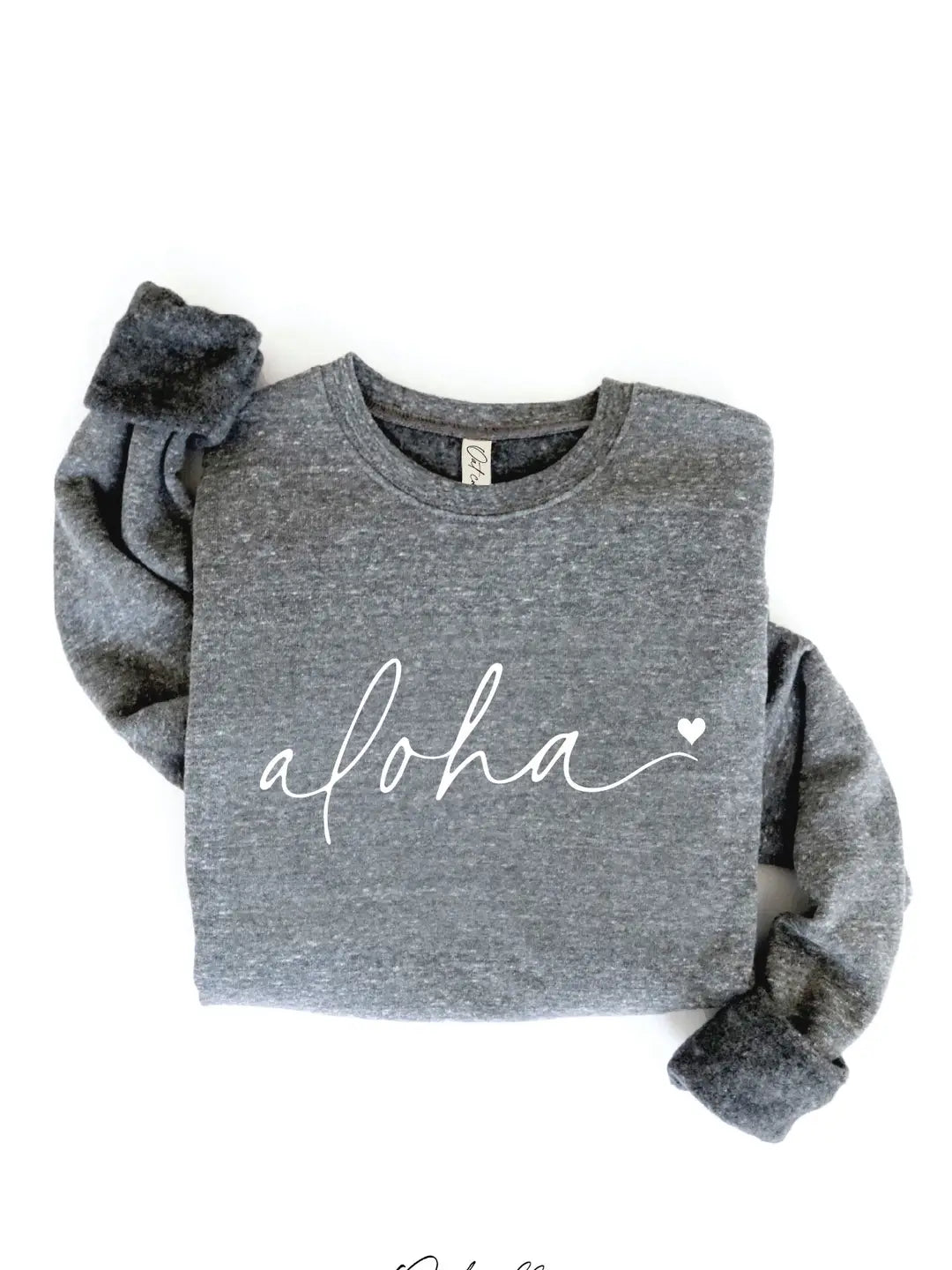 ALOHA Heart Graphic Sweatshirt / Dark Grey OAT COLLECTIVE