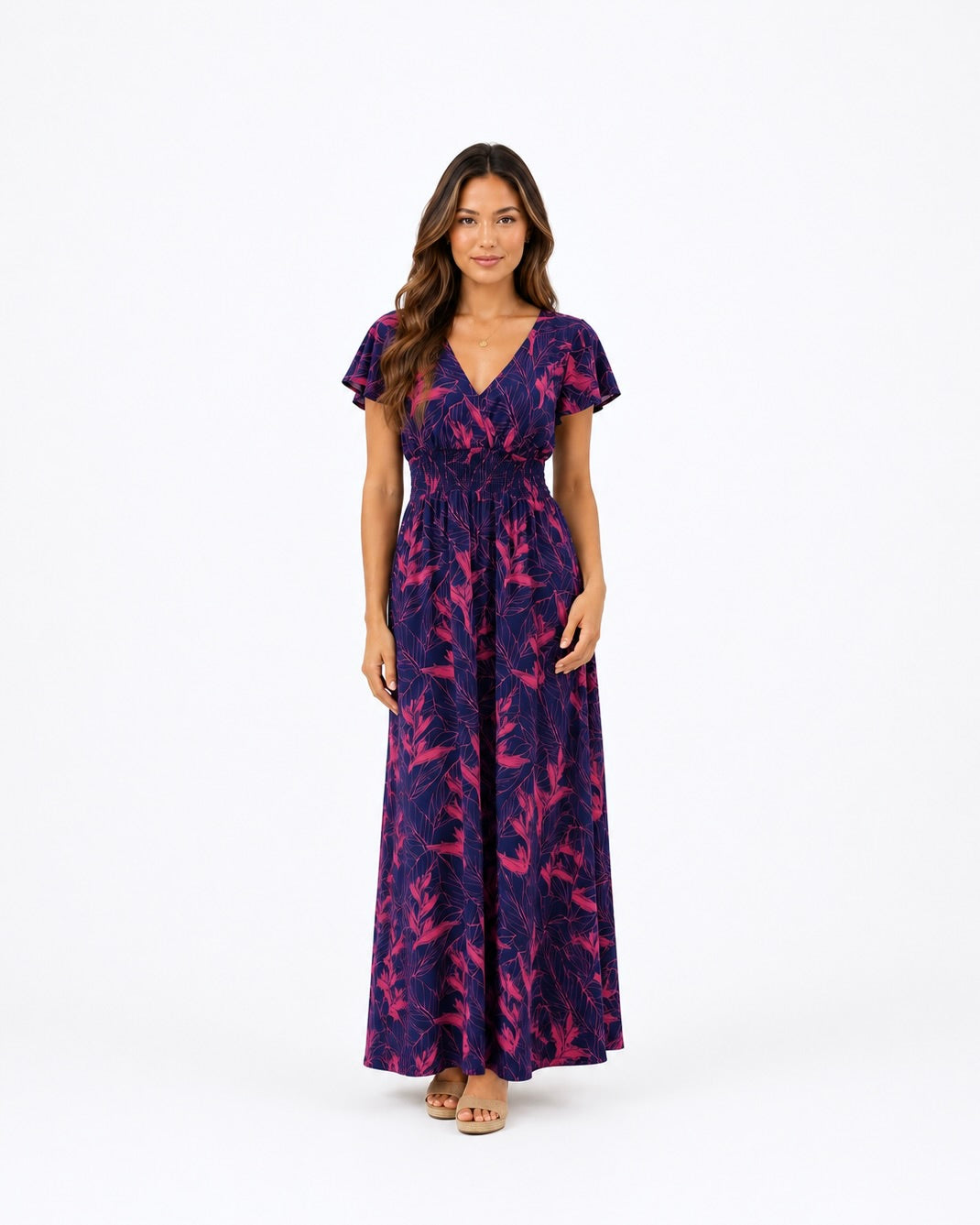 Nāhiku / Moana Maxi Dress / Rosé on Indigo KEANI APPAREL