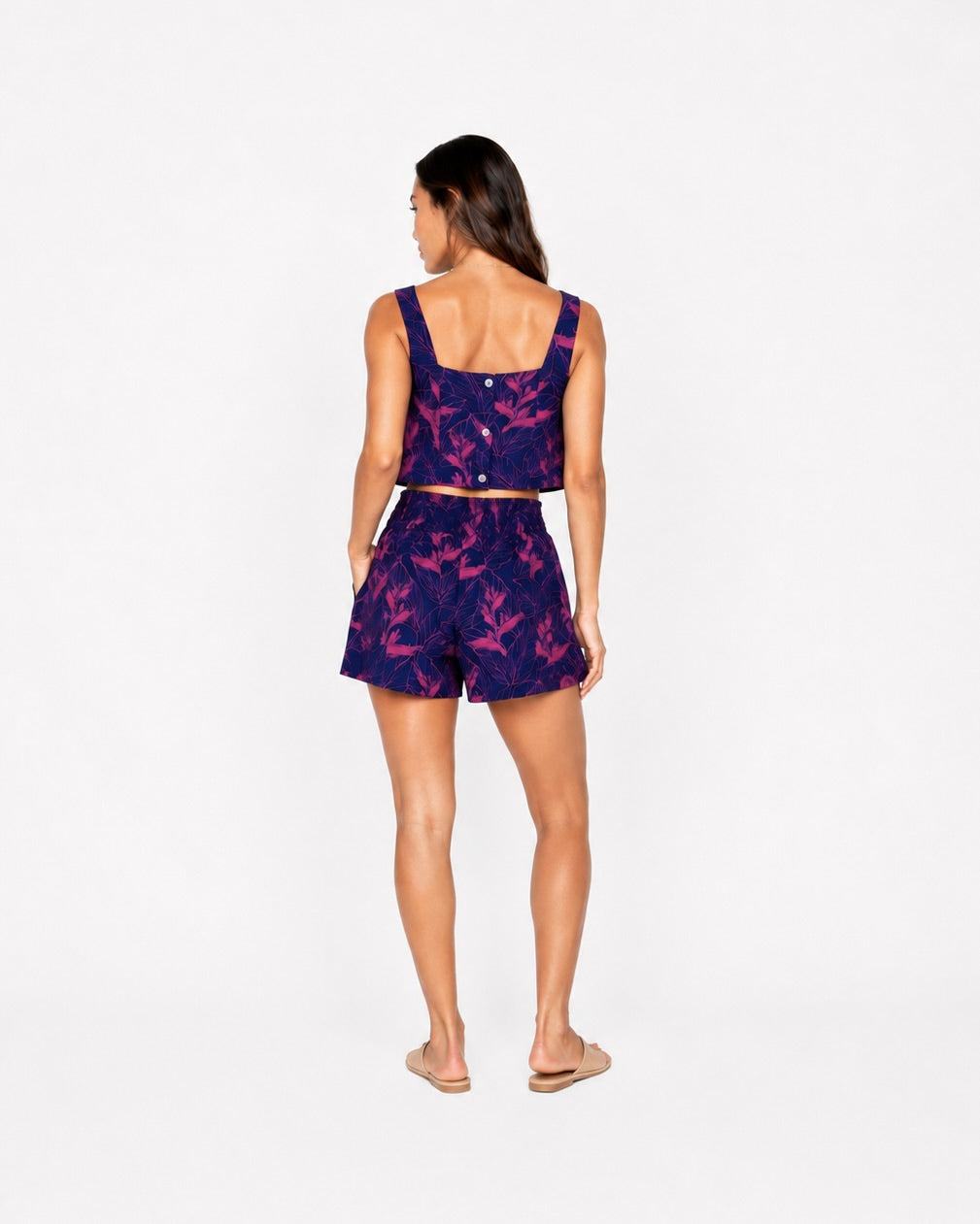 Talia Crop Top / Nāhiku / Rosé on Indigo KEANI APPAREL