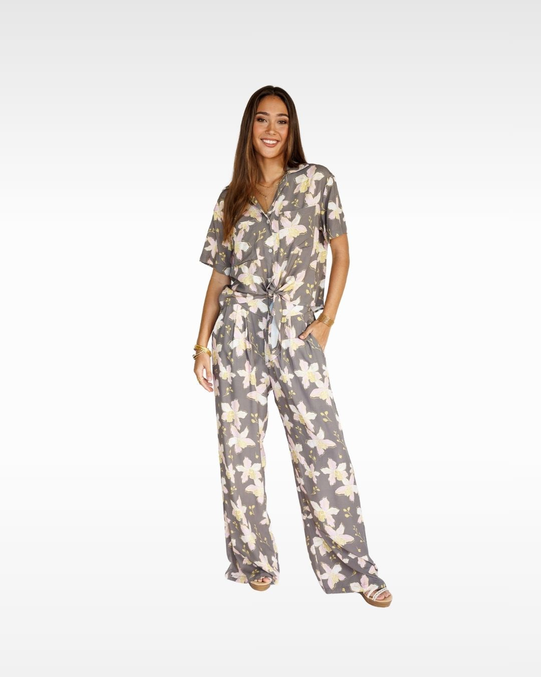 Orchid Blooms / Hele Tie-Top / Coconut Husk KEANI APPAREL