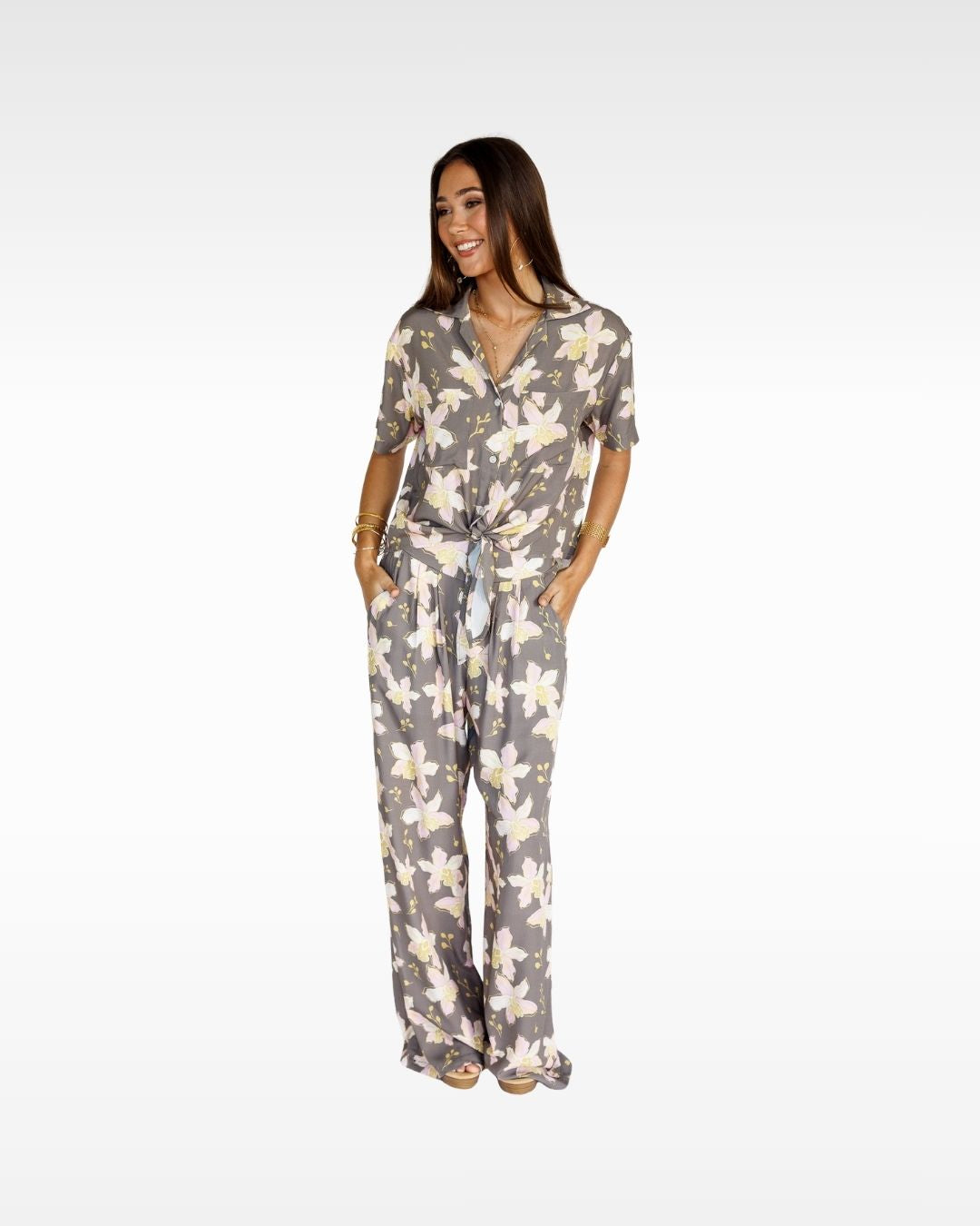 Orchid Blooms / Hele Tie-Top / Coconut Husk KEANI APPAREL