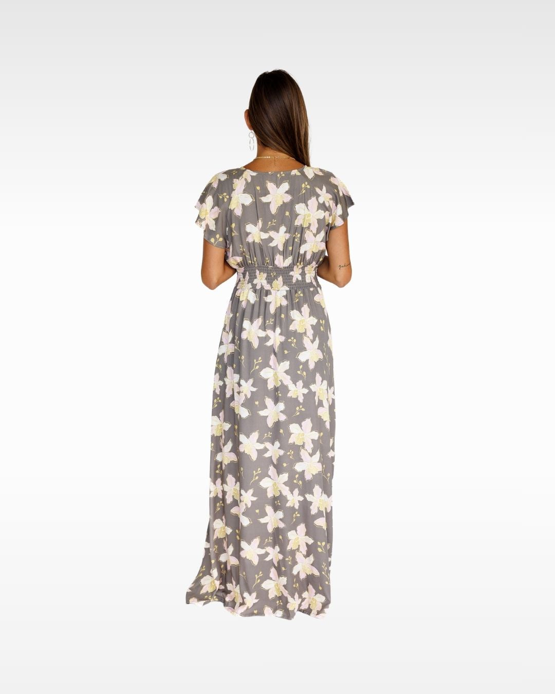 Orchid Blooms / Moana Maxi Dress / Coconut Husk KEANI APPAREL