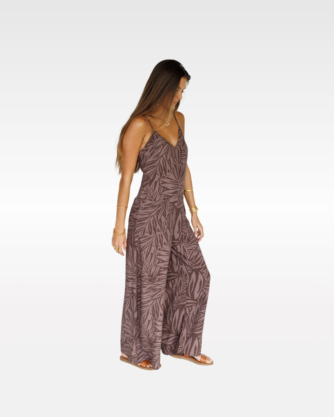 Pretty In Palms / Haiku Jumpsuit / Coffee Bean KEANI APPAREL