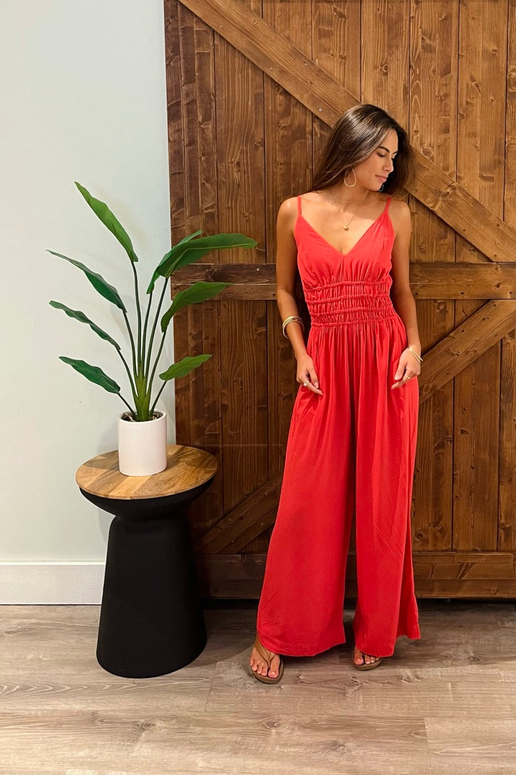 Opal Jumpsuit / Red Coral