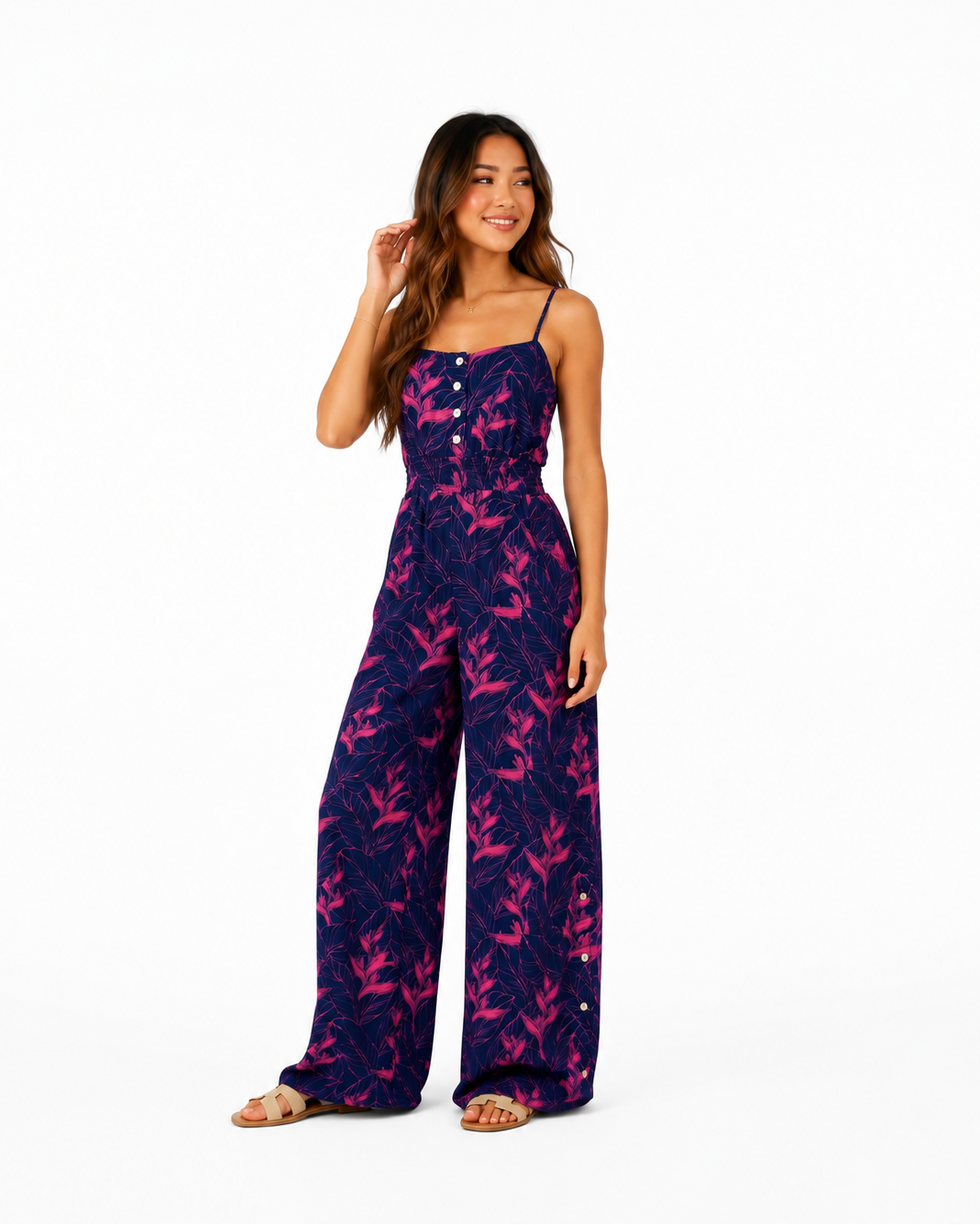 Nāhiku / Lahaina Jumpsuit / Rosé on Indigo / Extra Long KEANI APPAREL