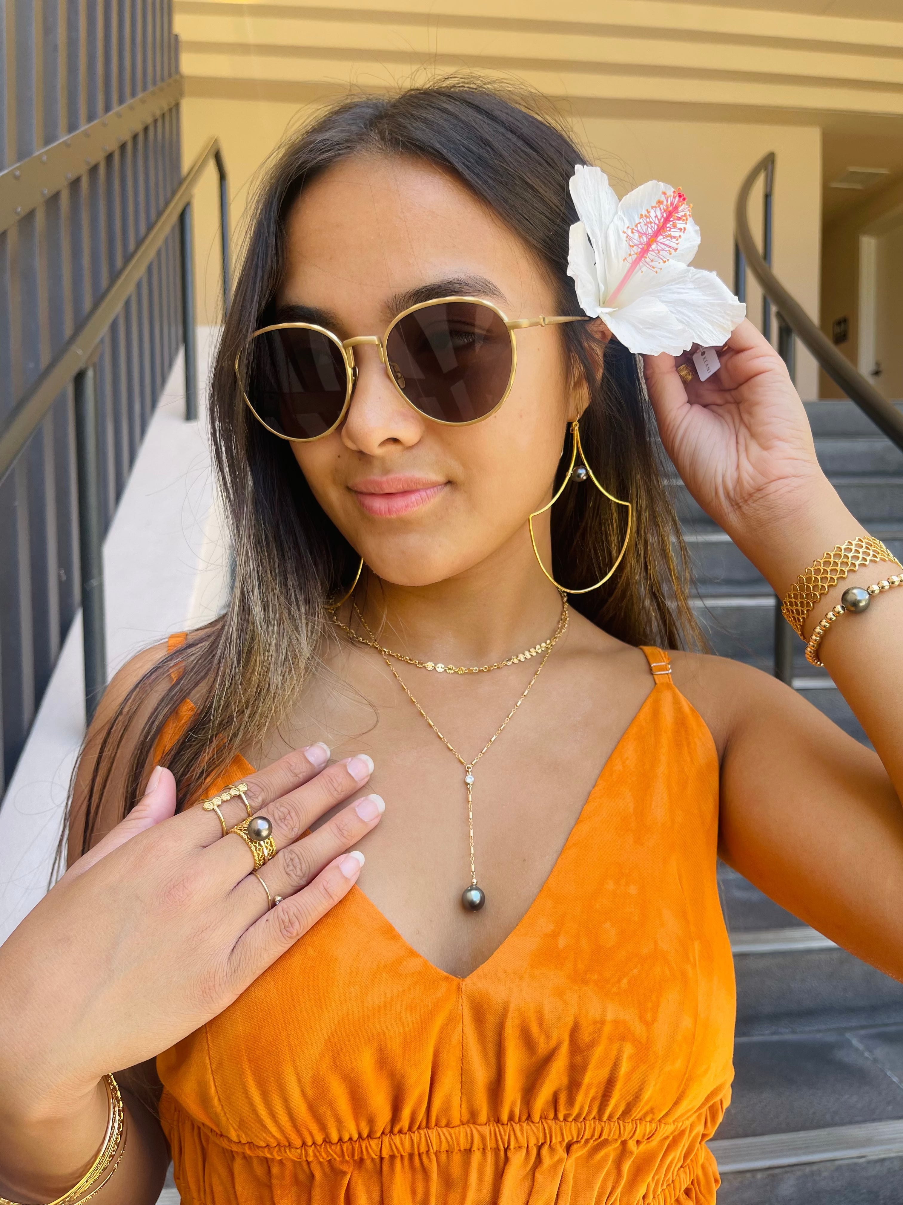 Mermaid Scale Hoops With Tahitian Pearls KEANI JEWELRY