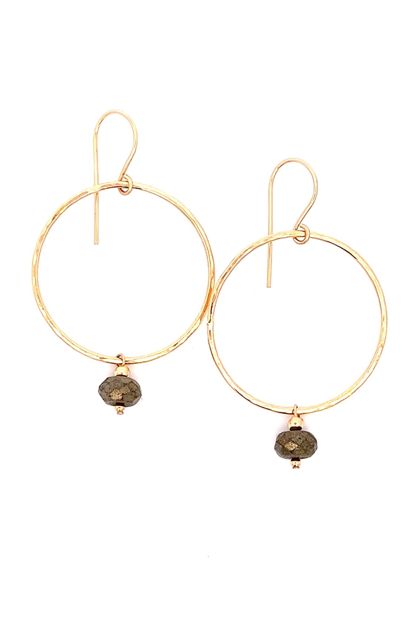 Small Pyrite Accented Hoops (Drop Style) KEANI JEWELRY