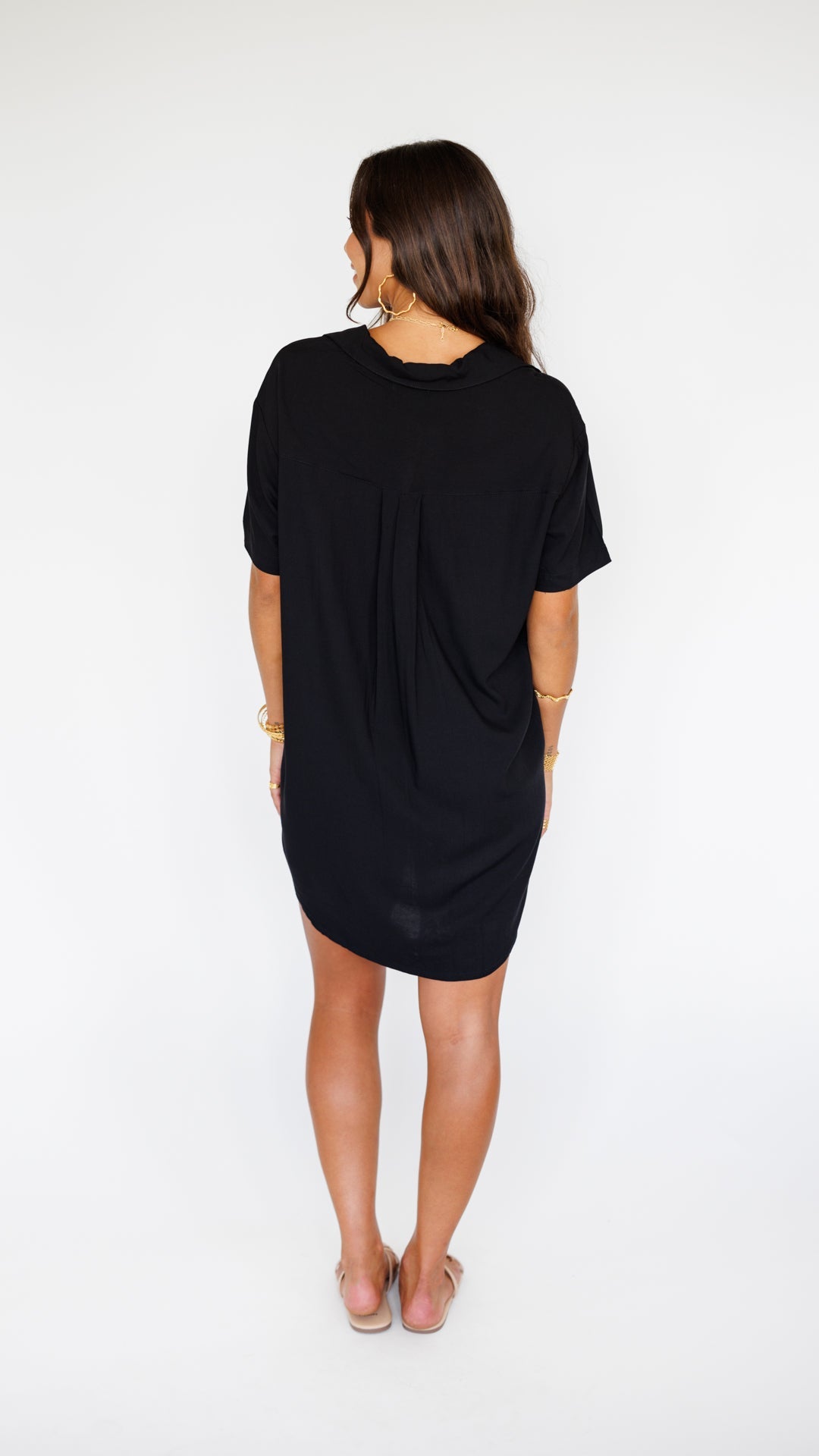 Maui Shirt Dress / Solid Black Khush Clothing