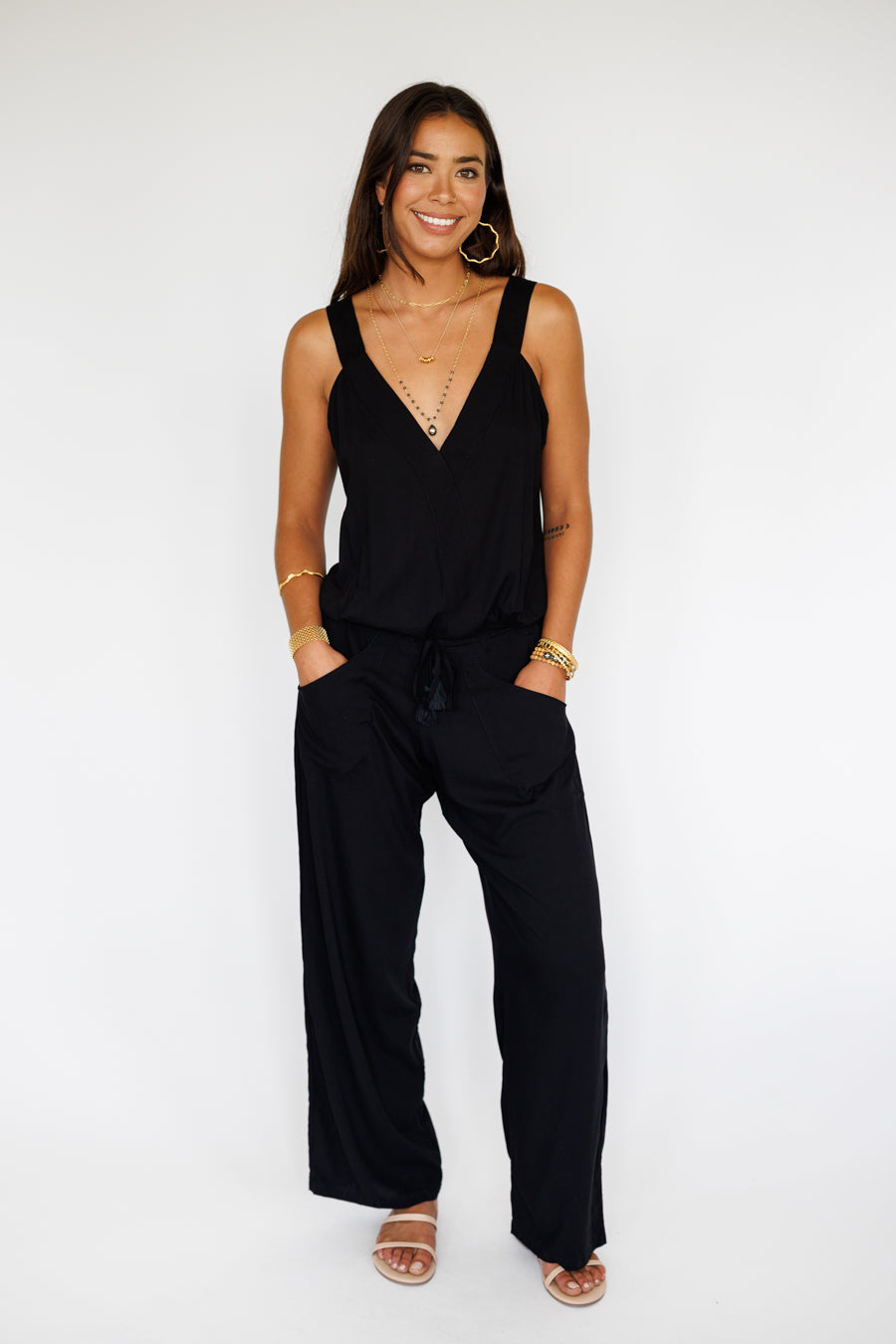 Reeve Jumpsuit / Solid Black Khush Clothing