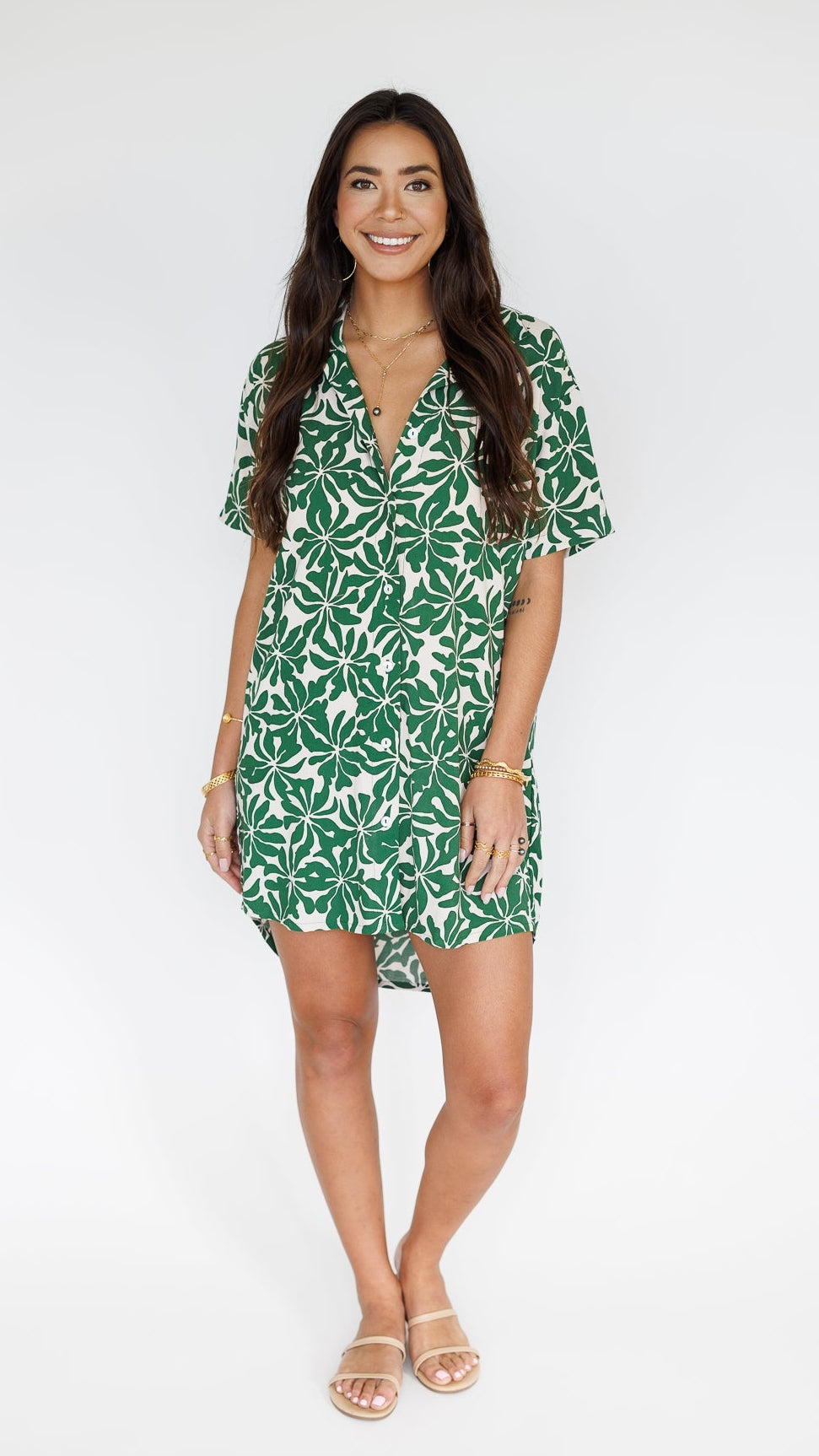 green emerald velvet dress Verde Forest Shirt Dress Printed / Custom main image 0