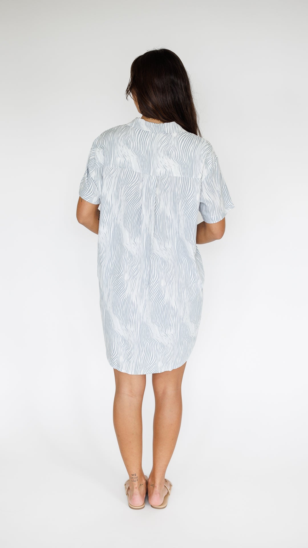 Maui Shirt Dress / Wavy Grey Khush Clothing