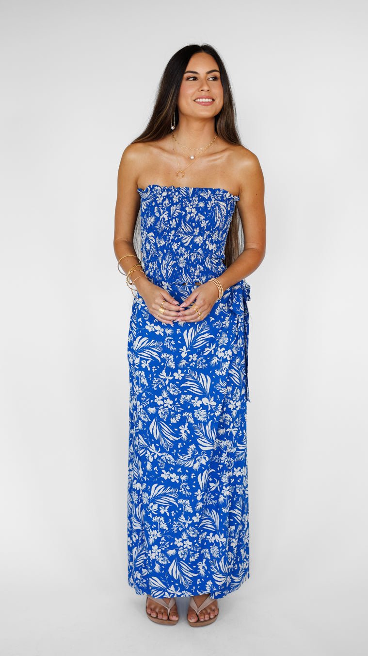 Yara Long Bandeau Top / Hula Sapphire Khush Clothing