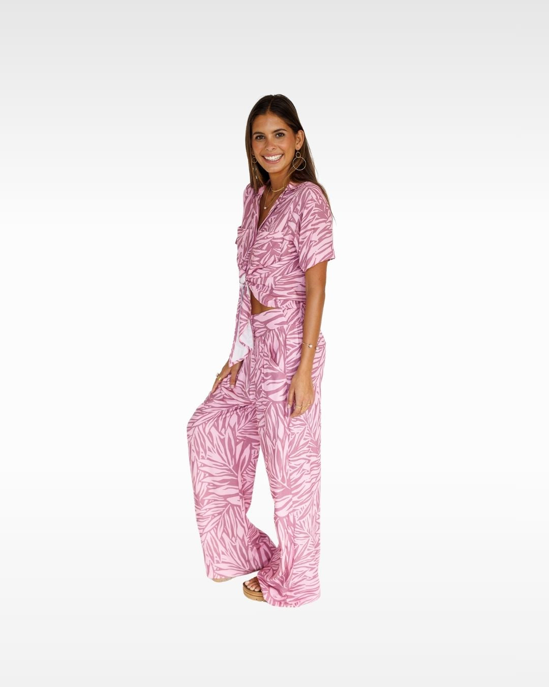 Pretty In Palms / Hele Tie-Top / Misty Mauve KEANI APPAREL