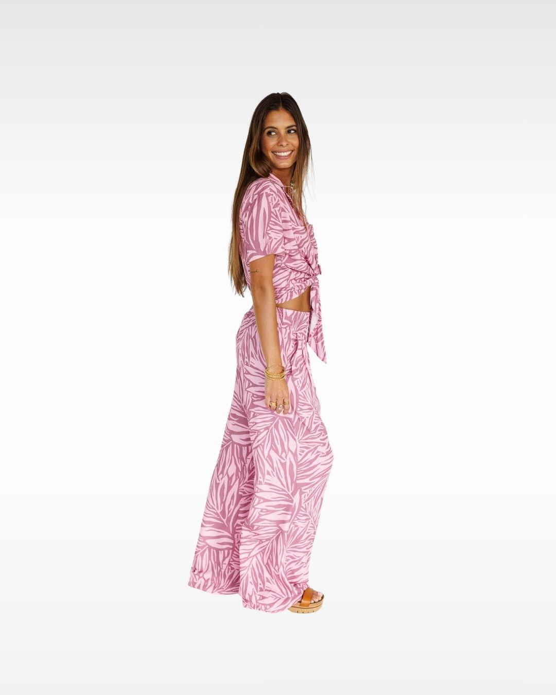 Pretty In Palms / Hele Tie-Top / Misty Mauve KEANI APPAREL