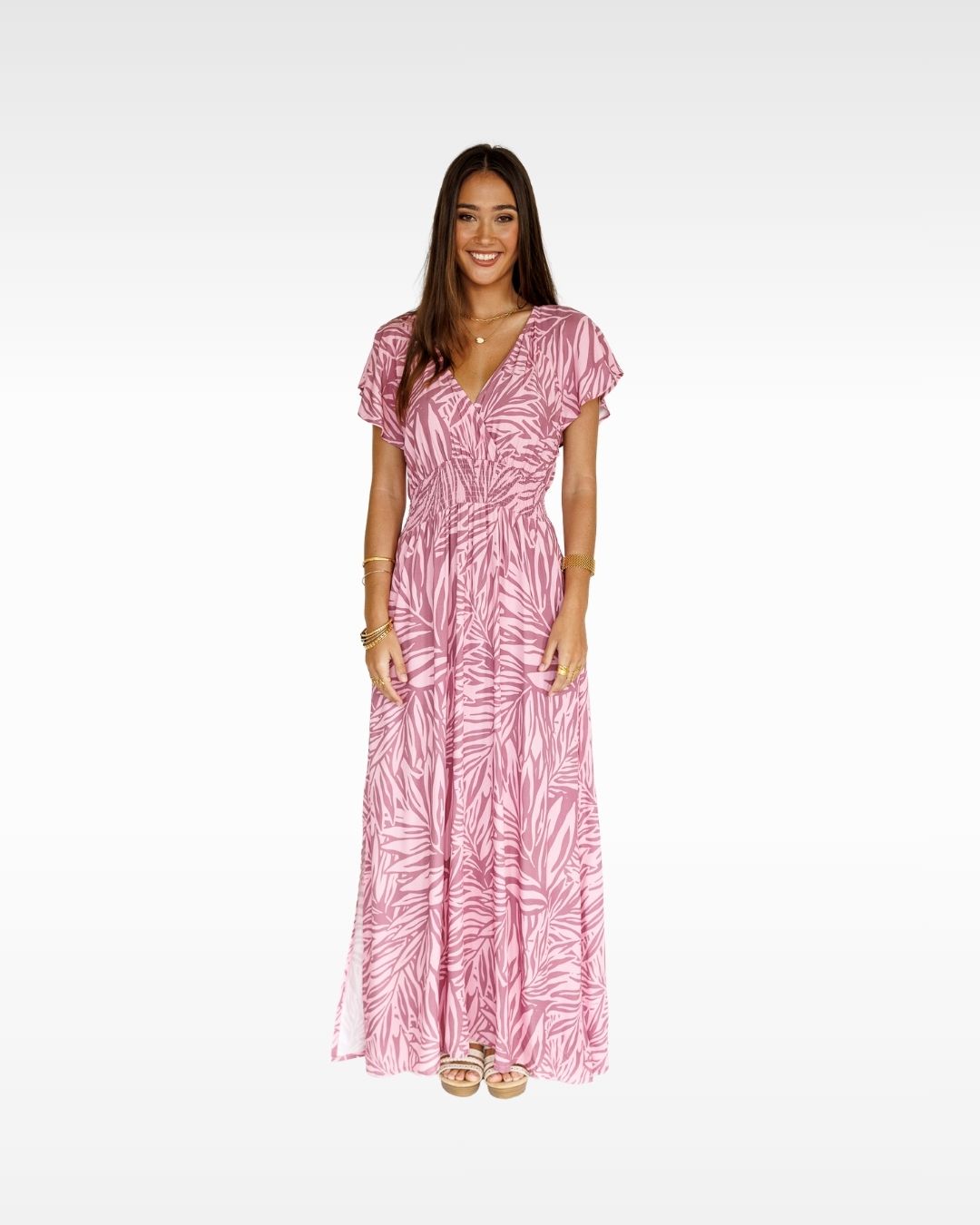 Pretty In Palms / Moana Maxi Dress / Misty Mauve KEANI APPAREL
