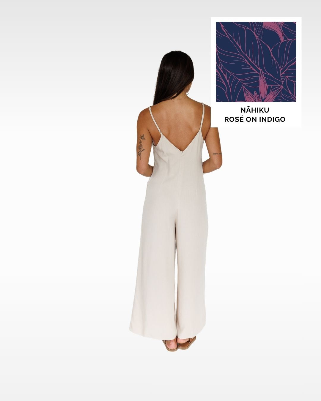Nāhiku / Haiku Jumpsuit / Rosé on Indigo / Extra Long KEANI APPAREL