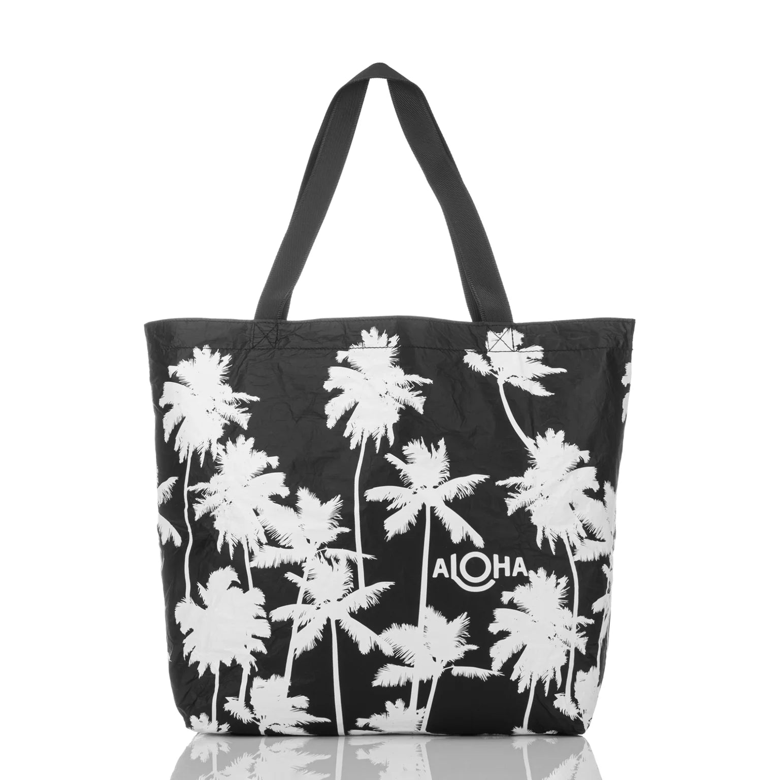 Coco Palms Reversible Tote / White & Black Aloha Collection