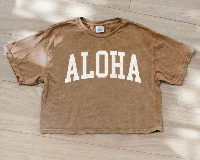 ALOHA Cropped Mineral Graphic Top / Toast OAT COLLECTIVE