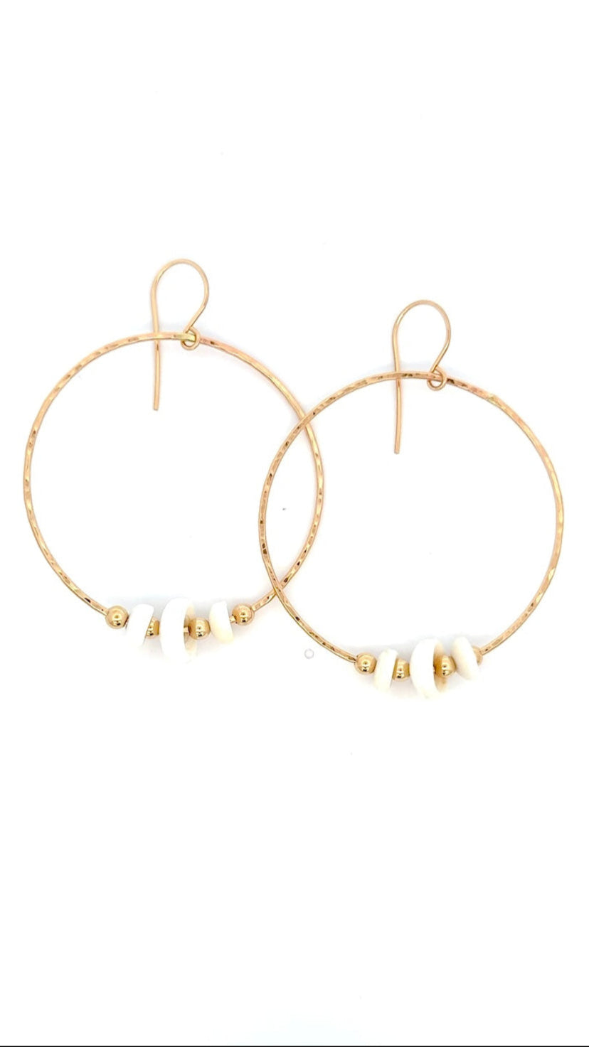 Large Rustic Puka Boho Hoops KEANI JEWELRY