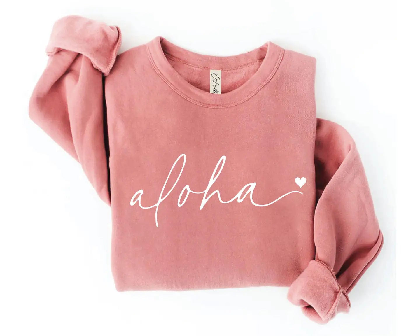 ALOHA Heart Graphic Sweatshirt / Mauve OAT COLLECTIVE