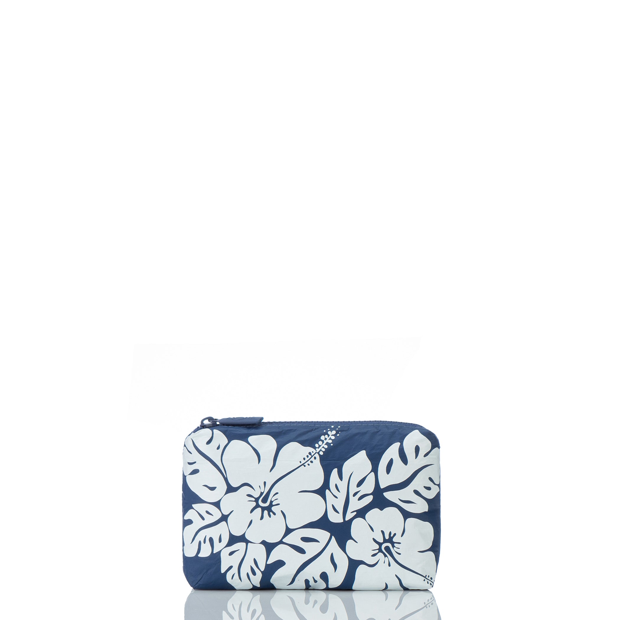 Big Island Hibiscus Mini Pouch / White/Navy Aloha Collection