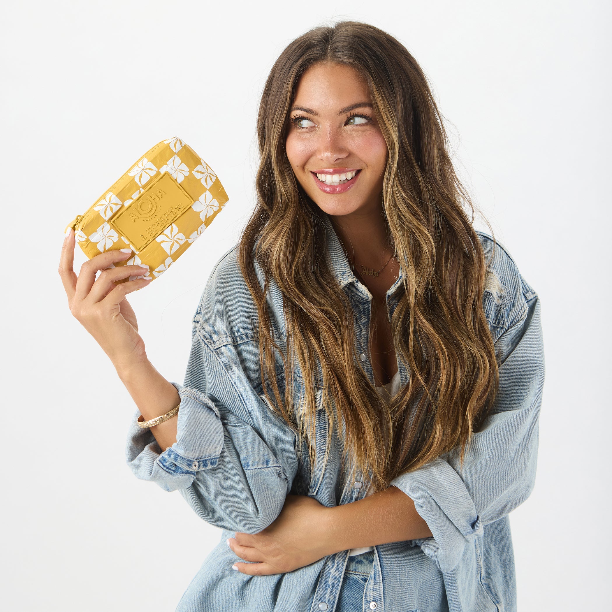 Pua Check Mini Pouch / Hot Mustard Aloha Collection