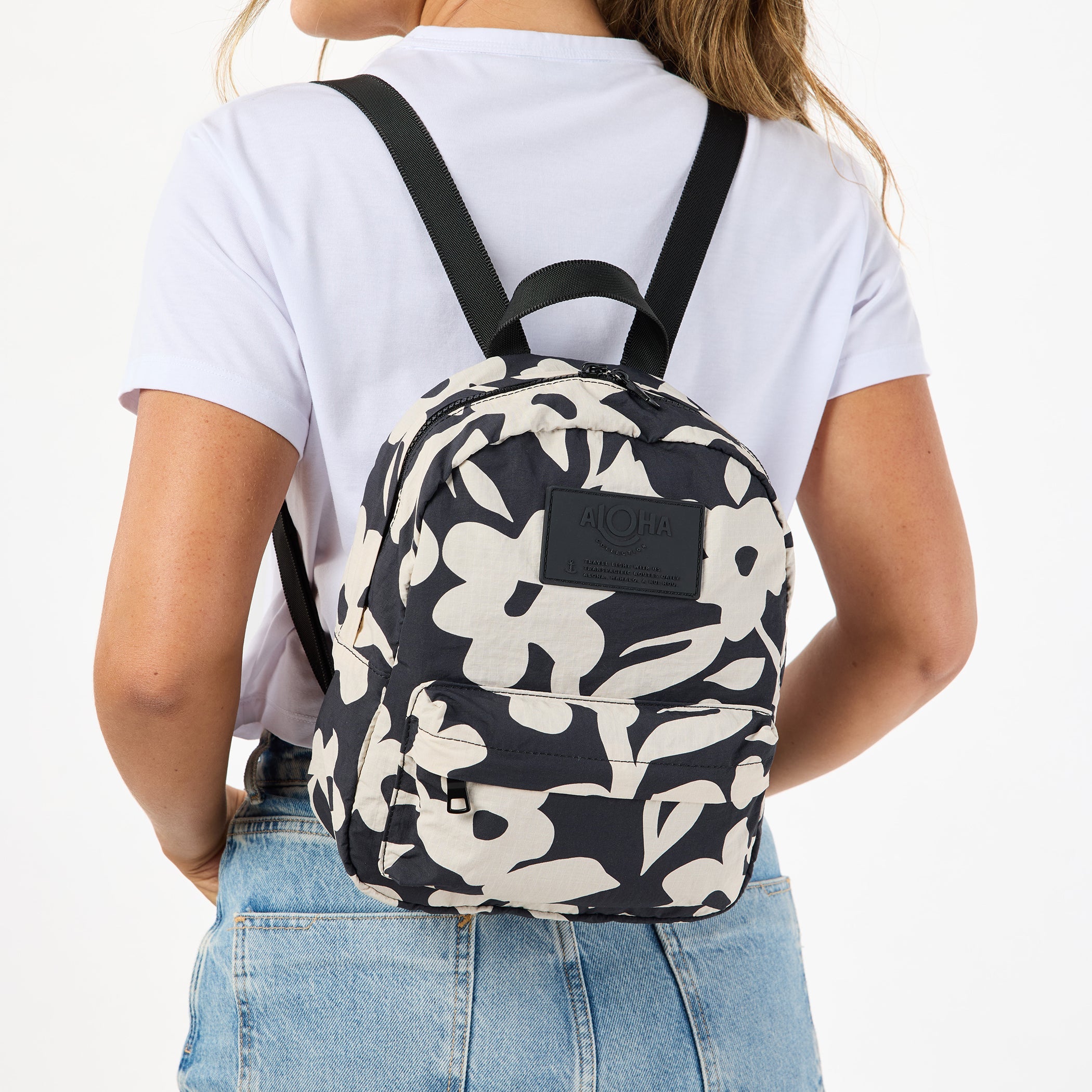 Fall Flowers Mini Backpack / Black & Sandstone Aloha Collection