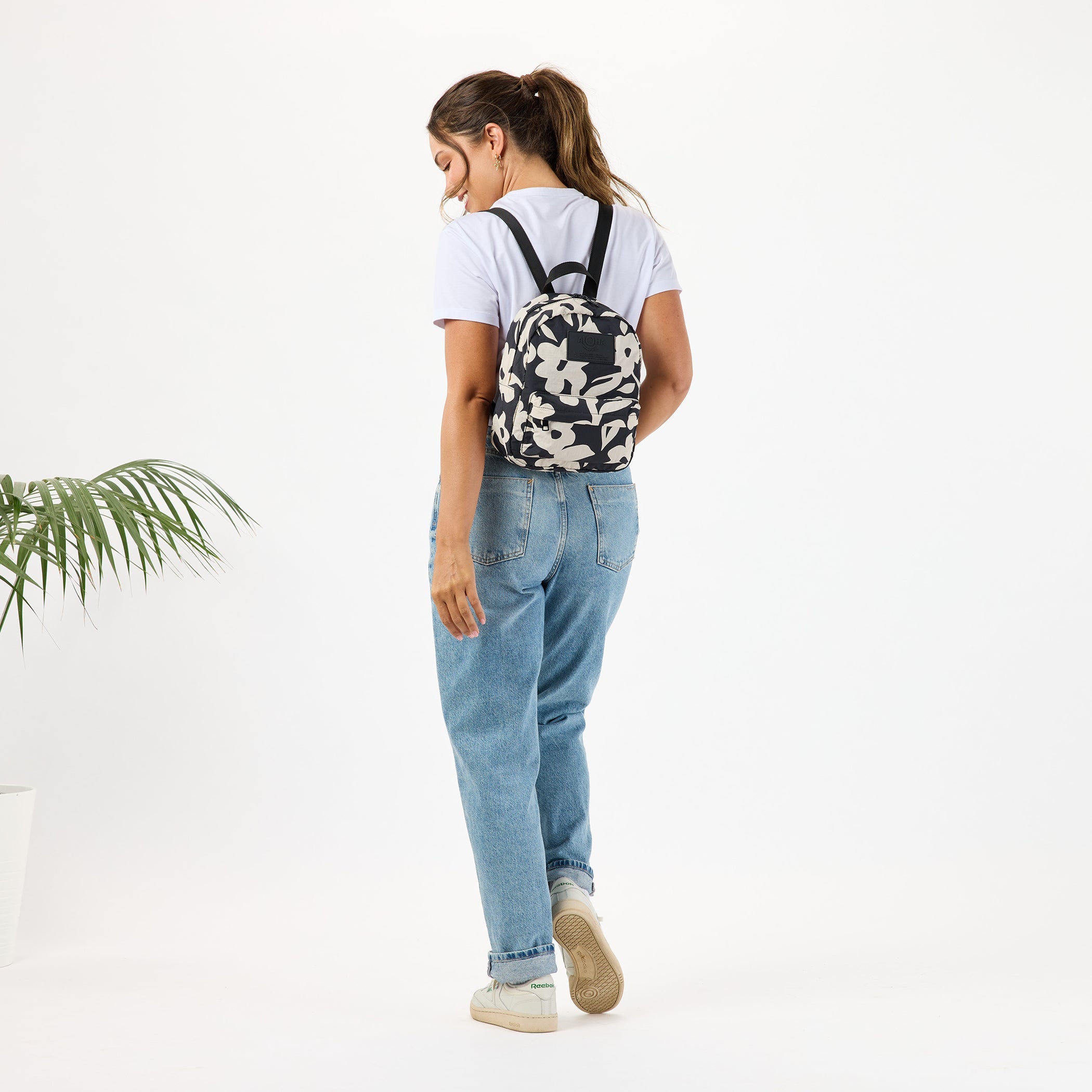 Fall Flowers Mini Backpack / Black & Sandstone Aloha Collection