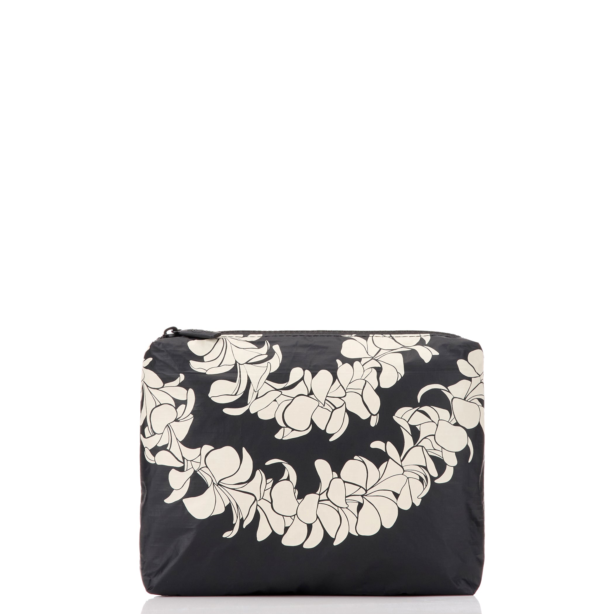 Plumeria Lei Small Pouch / Sandstone & Black