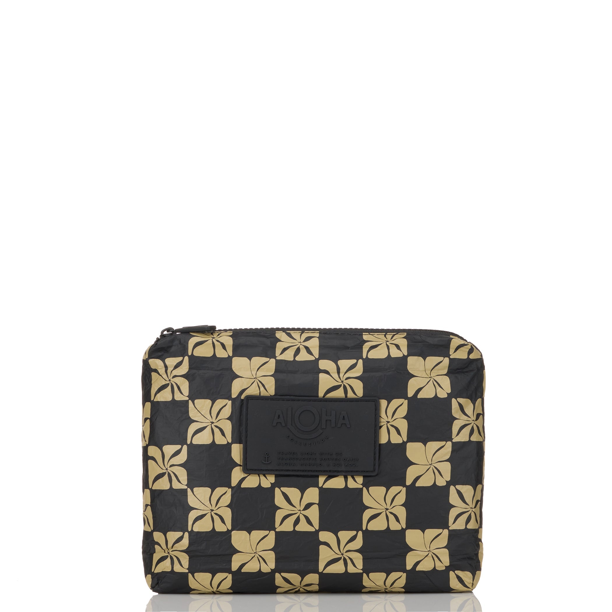 Pua Check Small Pouch / Frappe & Black Aloha Collection