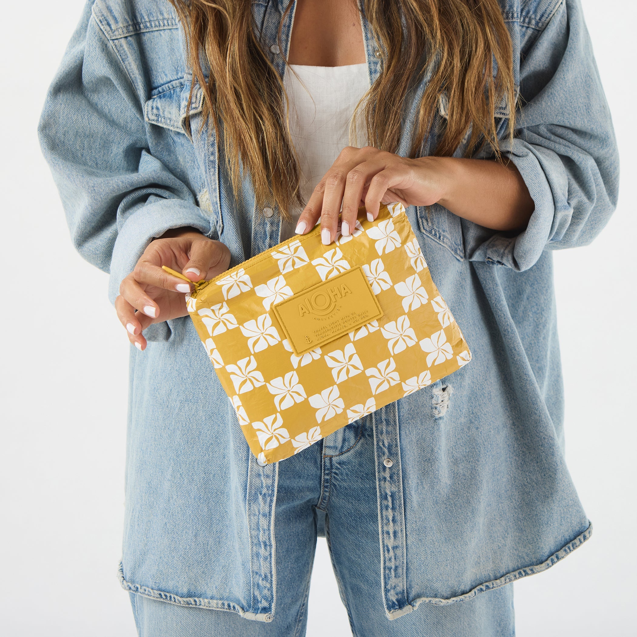 Pua Check Small Pouch / Hot Mustard Aloha Collection