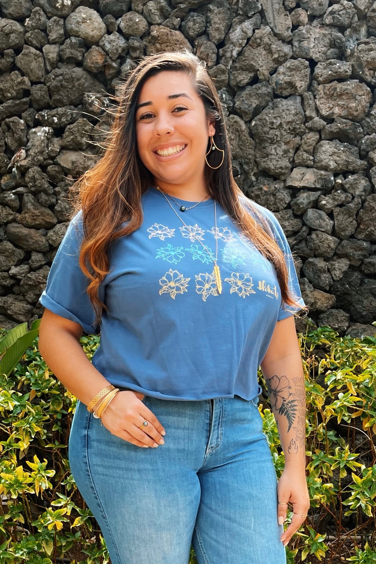 Blossom And Bloom Crop Tee / Shadow Hoku Li'i